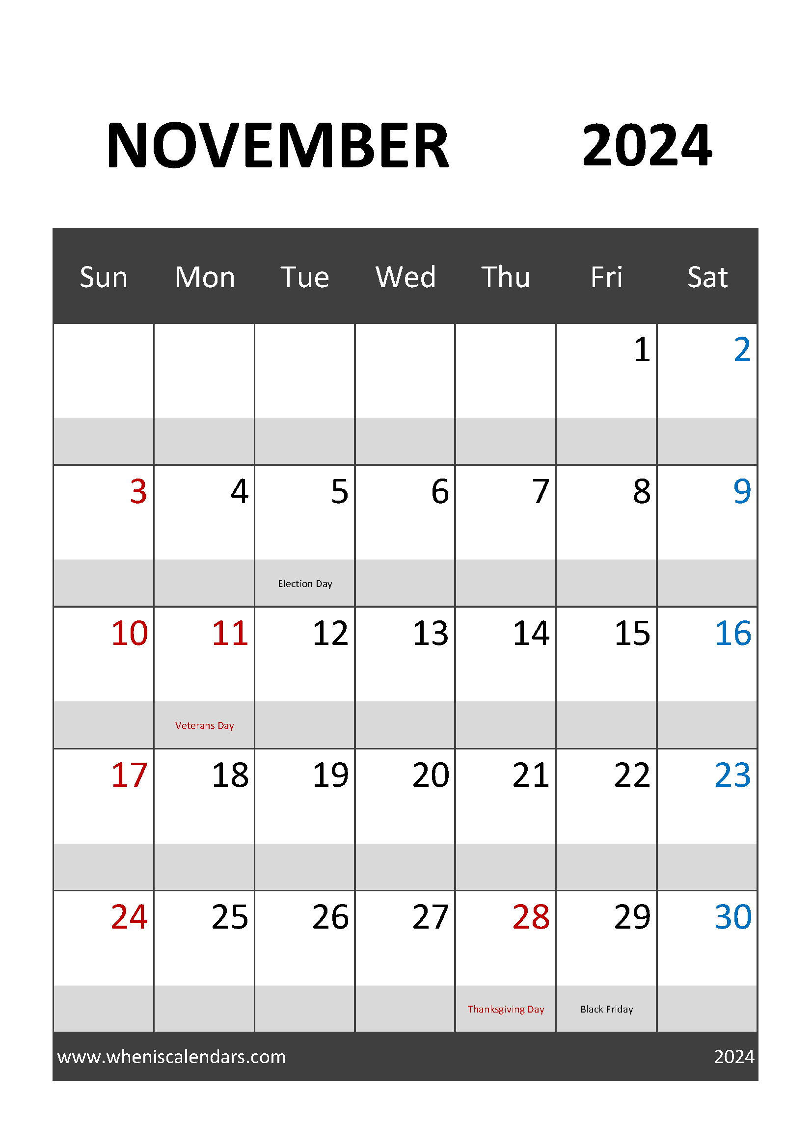 Printable month November 2024 Monthly Calendar