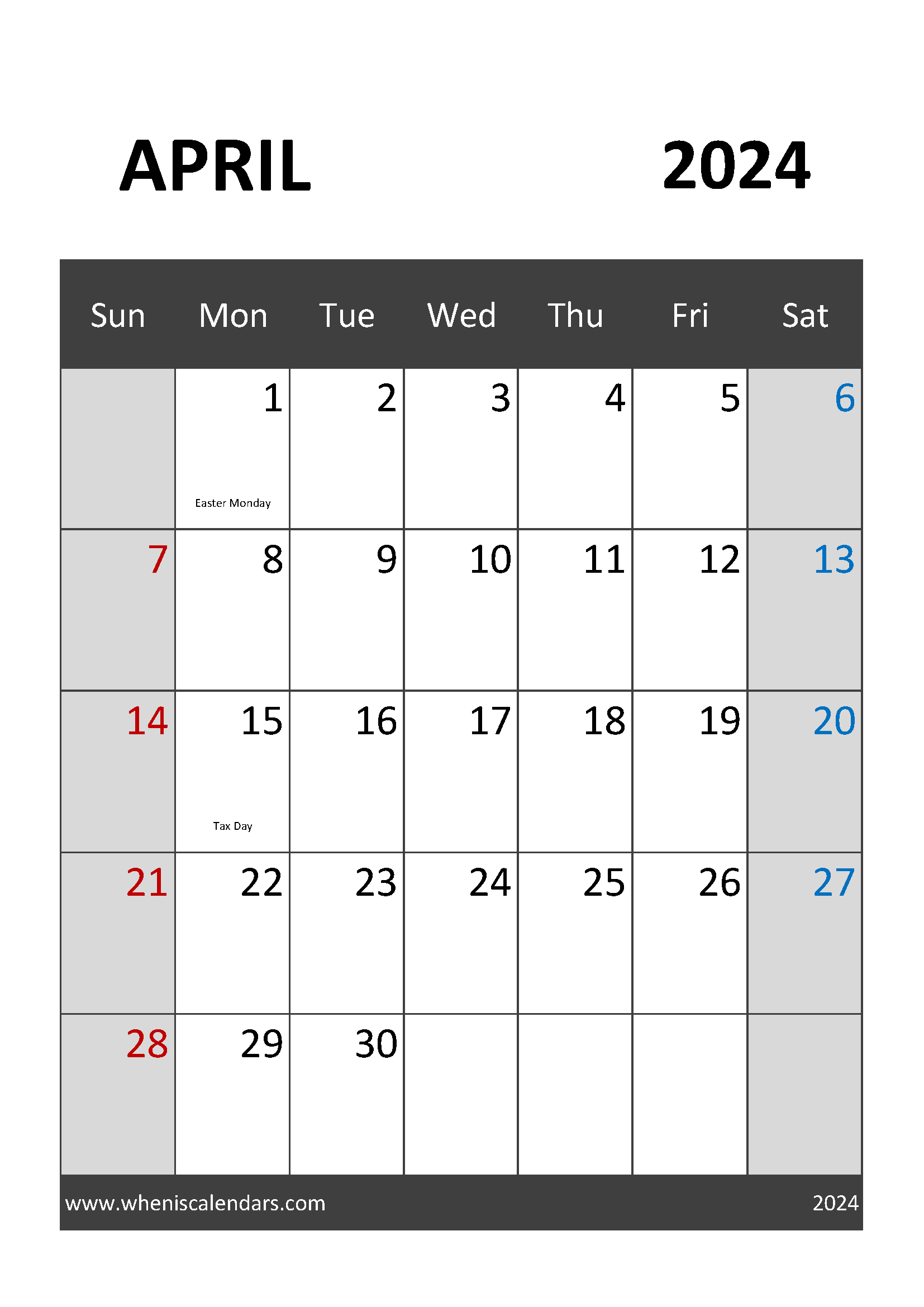 April 2024 Calendar Blank Printable Monthly Calendar