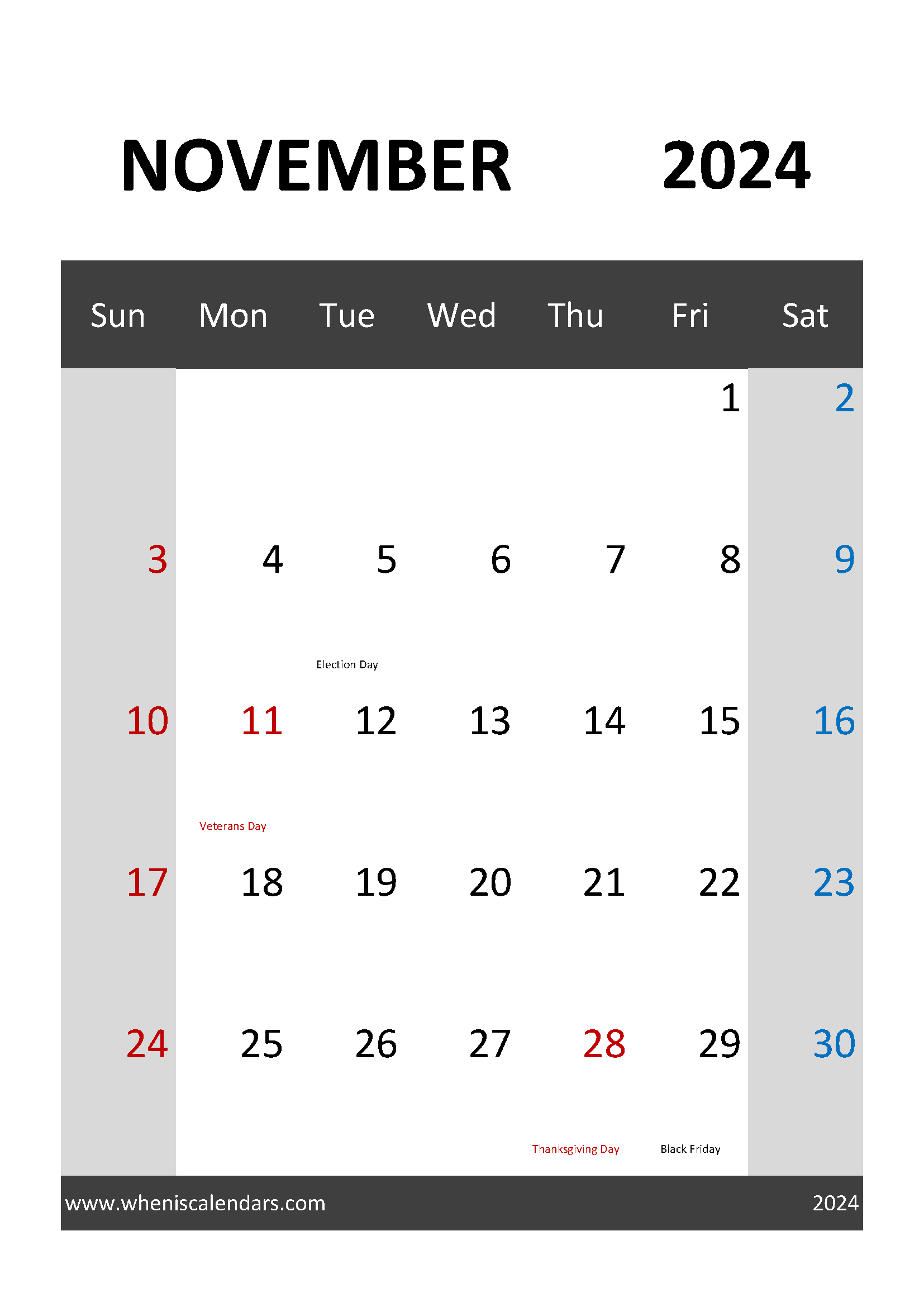 November 2024 Calendar planner Printable Monthly Calendar