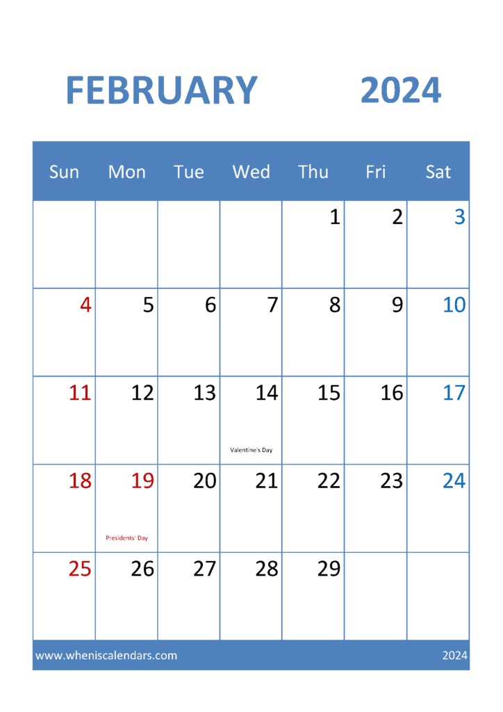February 2024 Calendar Printables Monthly Calendar