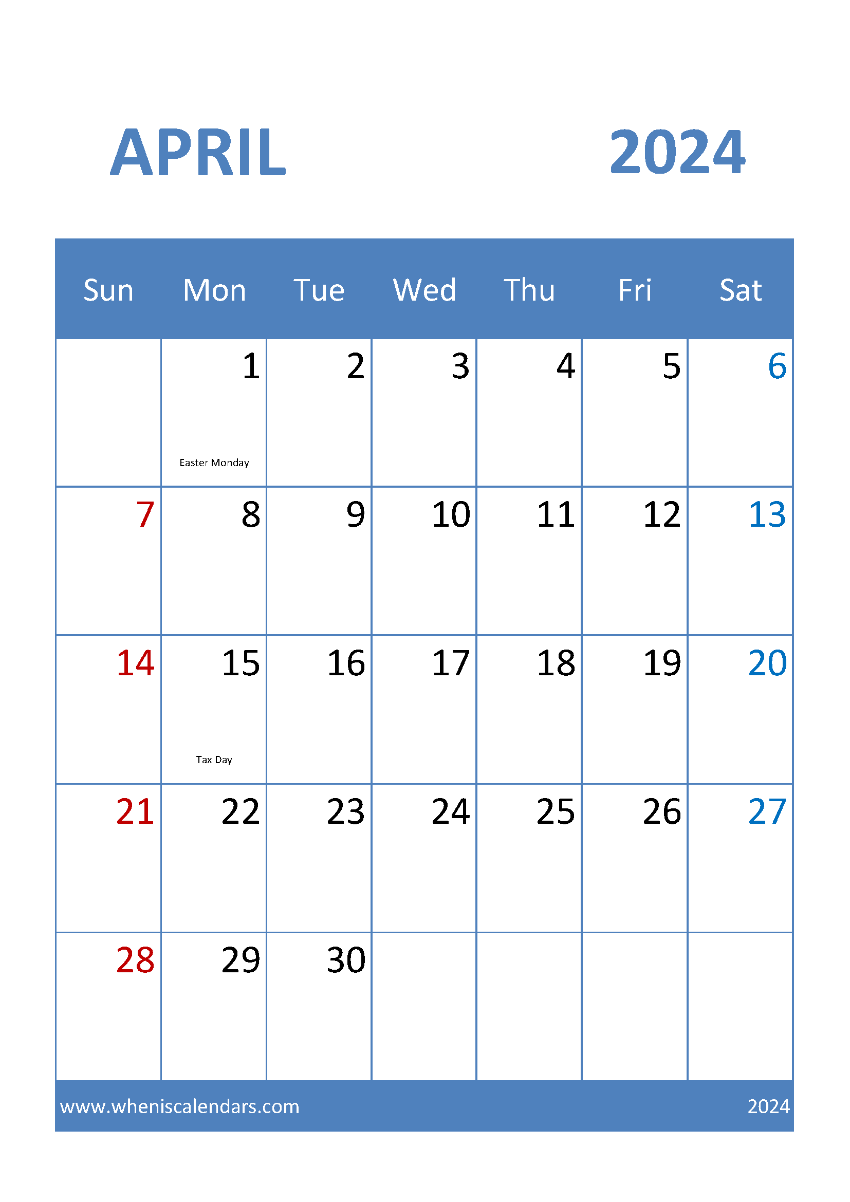 April 2024 Calendar Printables Monthly Calendar