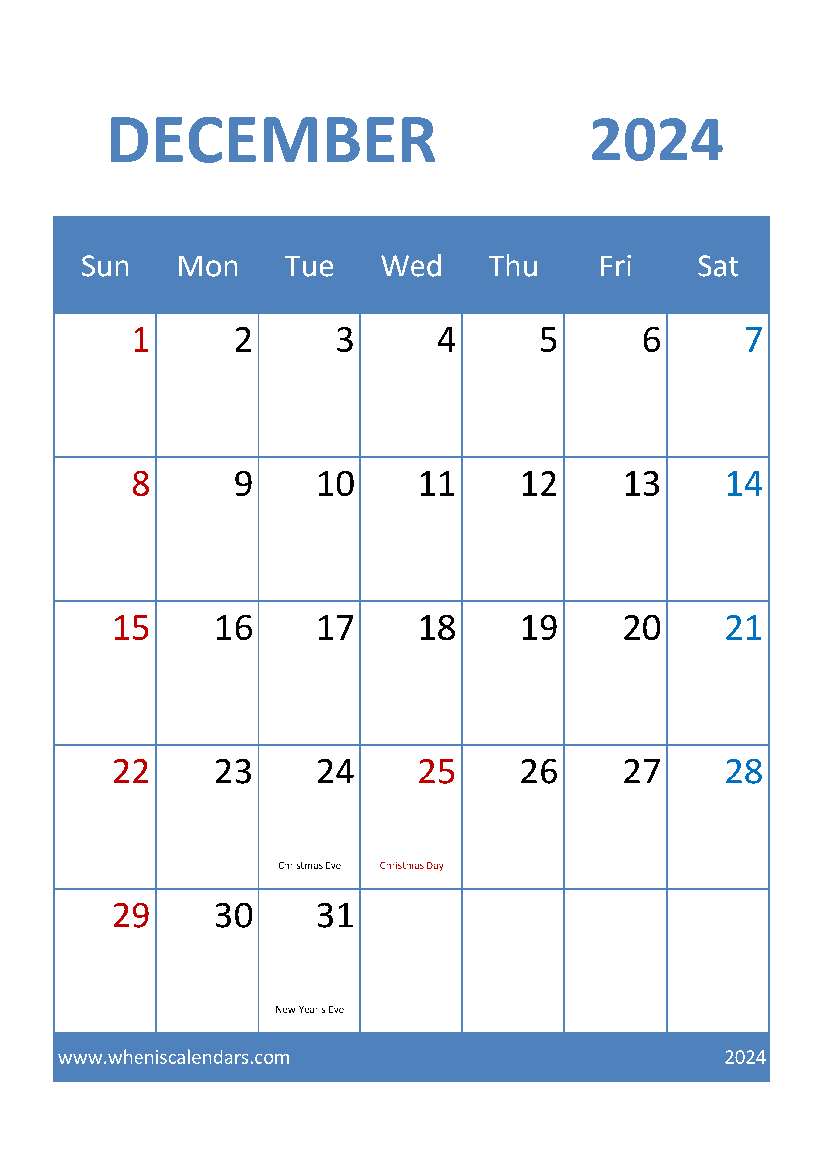 December 2024 Calendar Printables Monthly Calendar
