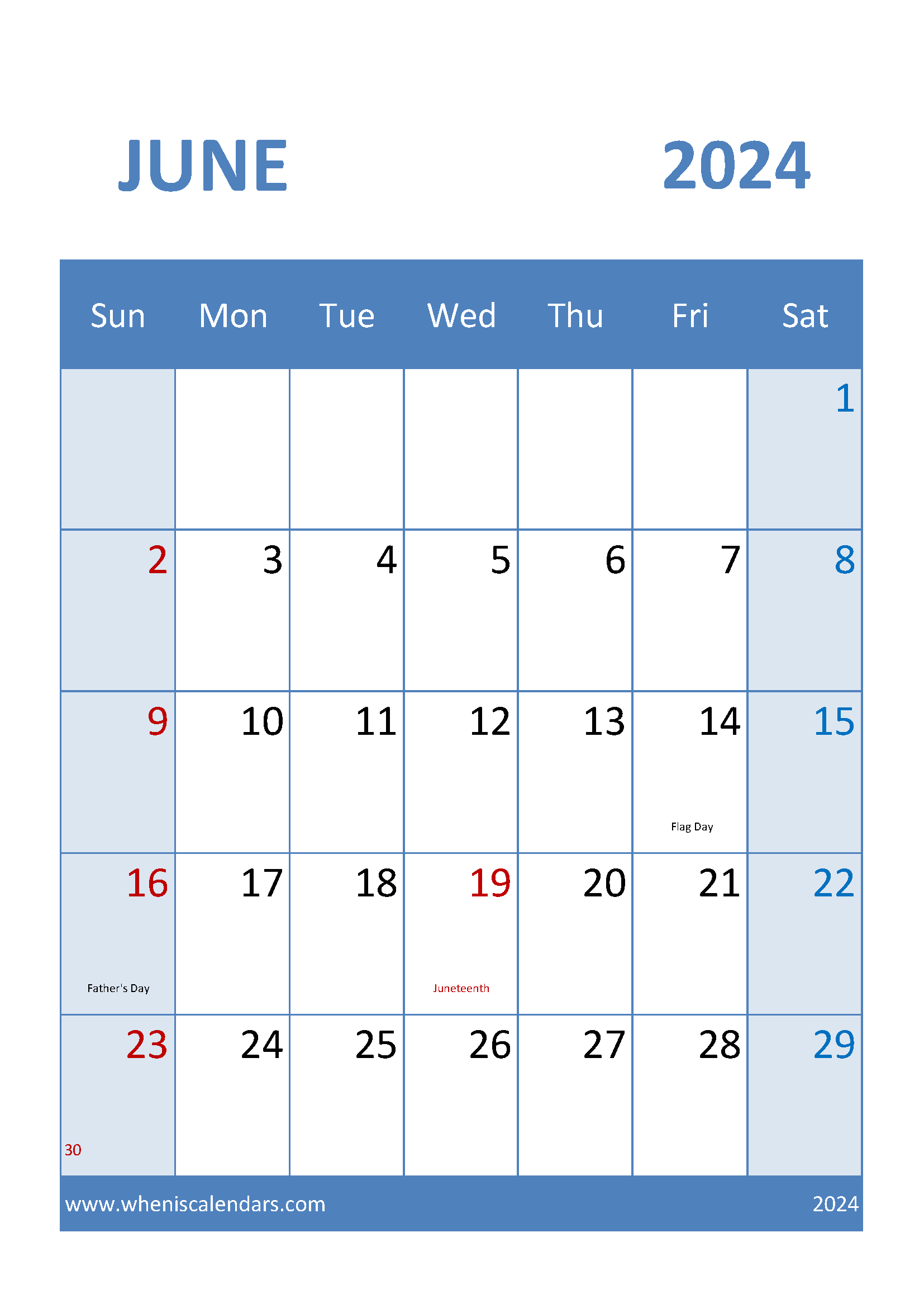 Free Printable June 2024 Calendar Monthly Calendar