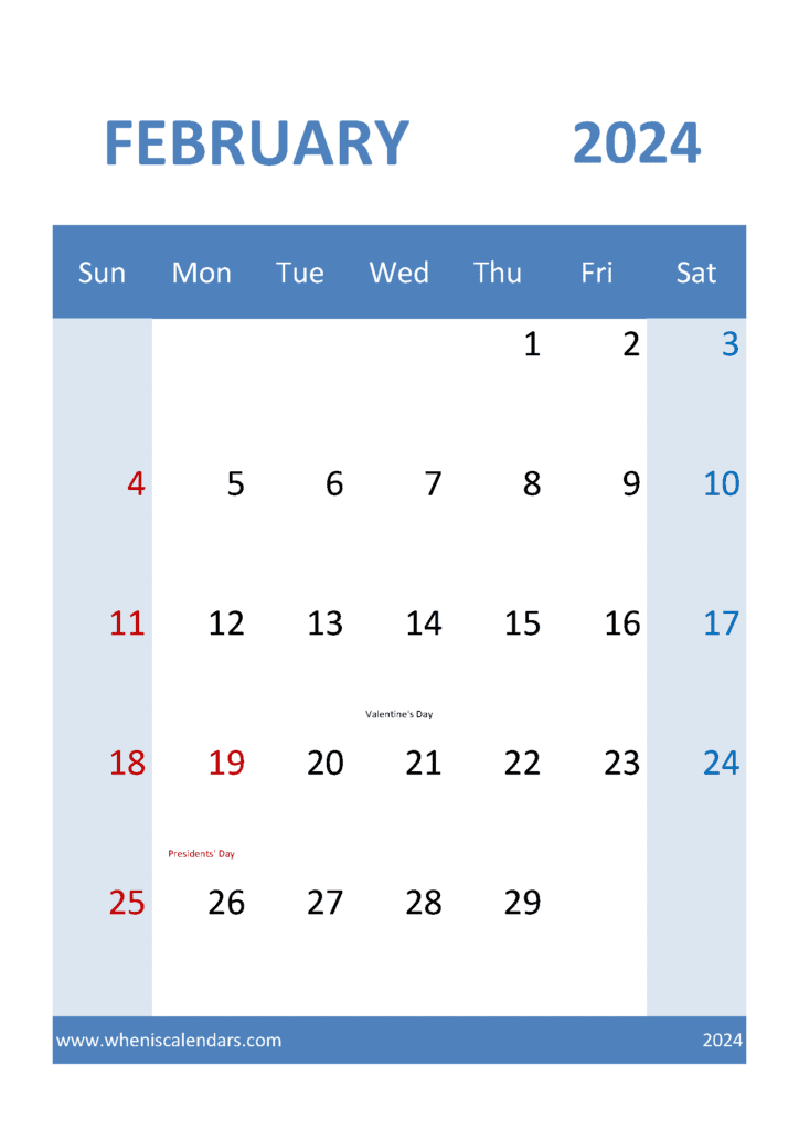 February 2024 Calendar Template excel Monthly Calendar
