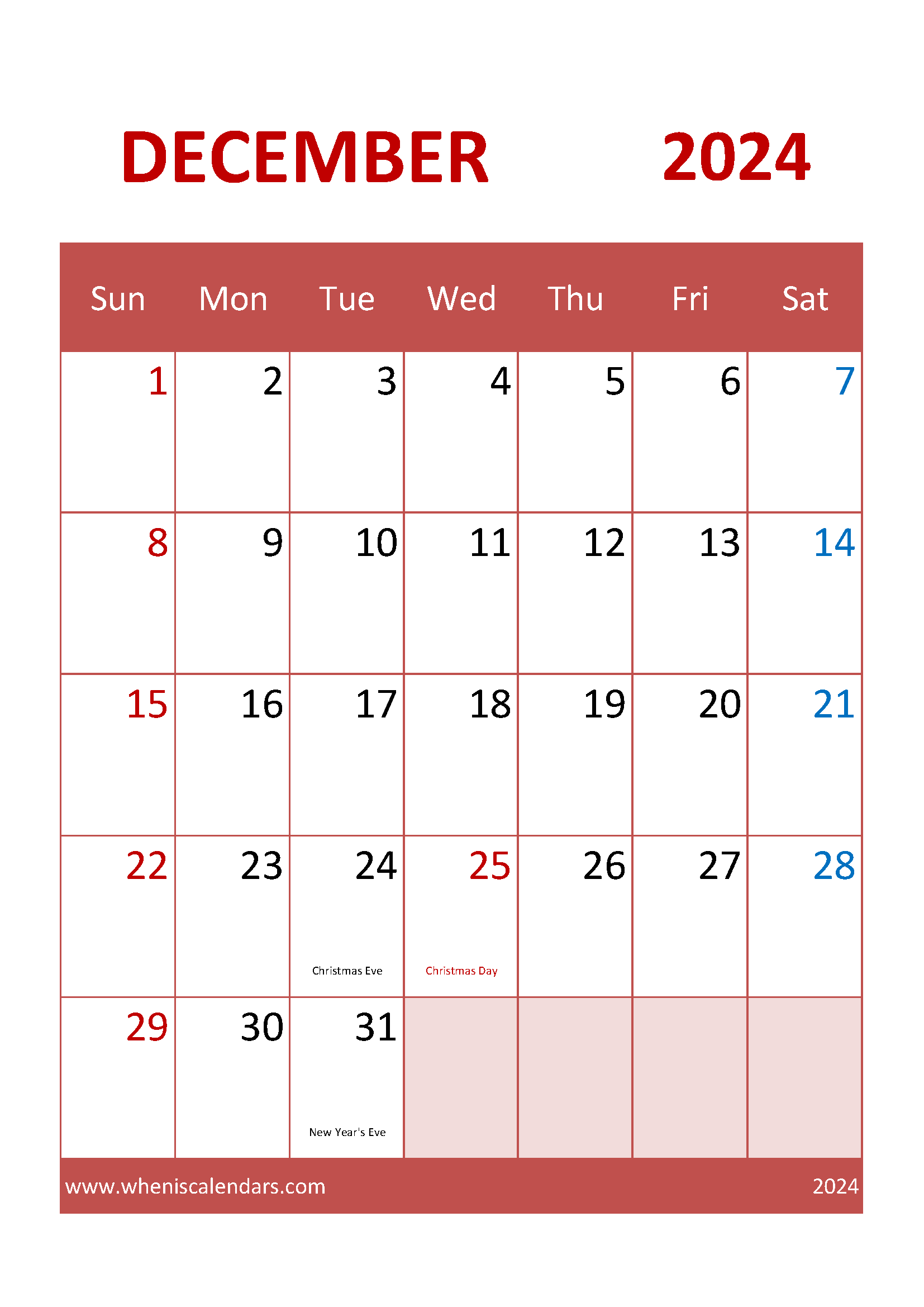 December 2024 Printable Calendar cute Monthly Calendar