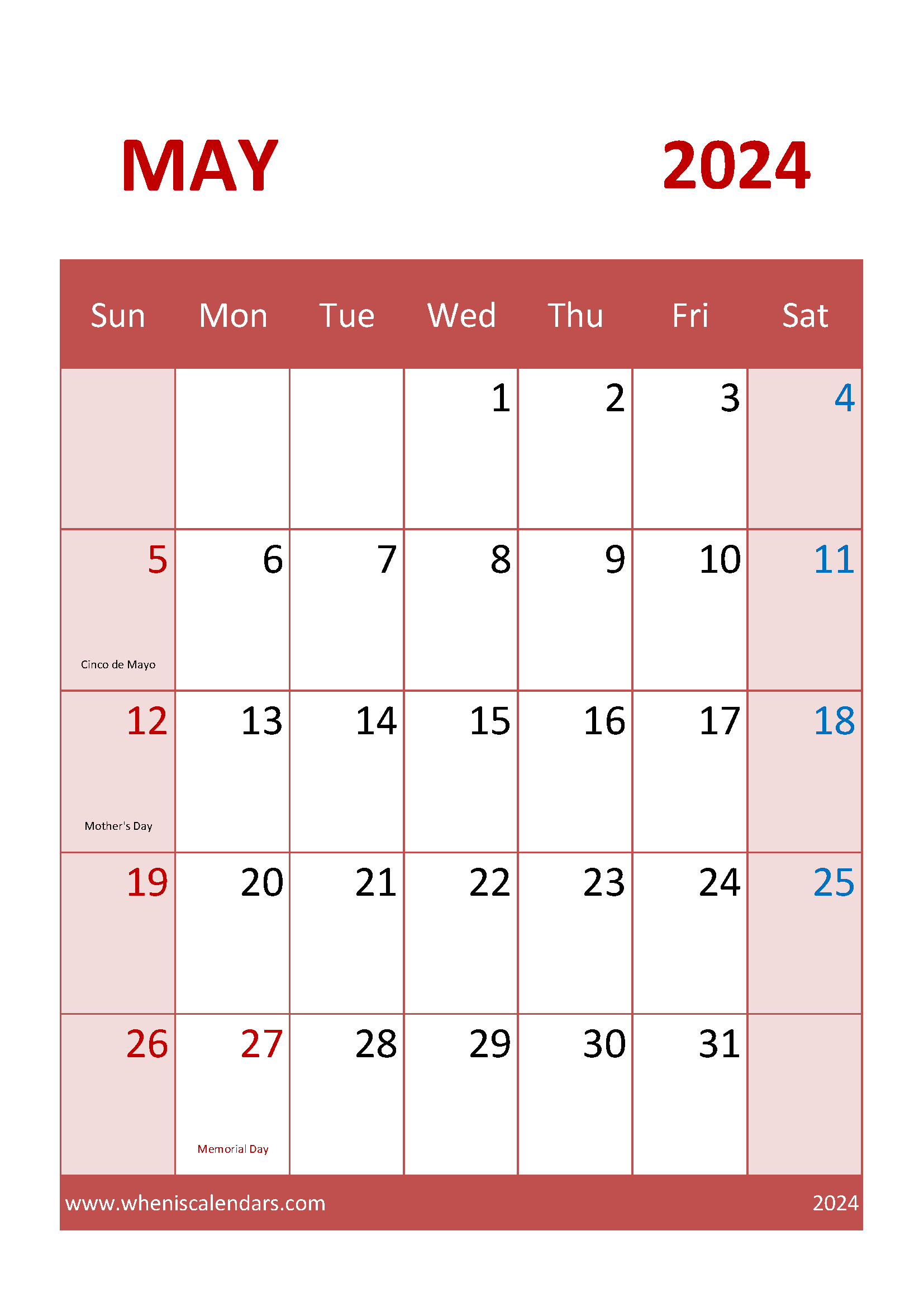 May 2024 planner pdf Monthly Calendar