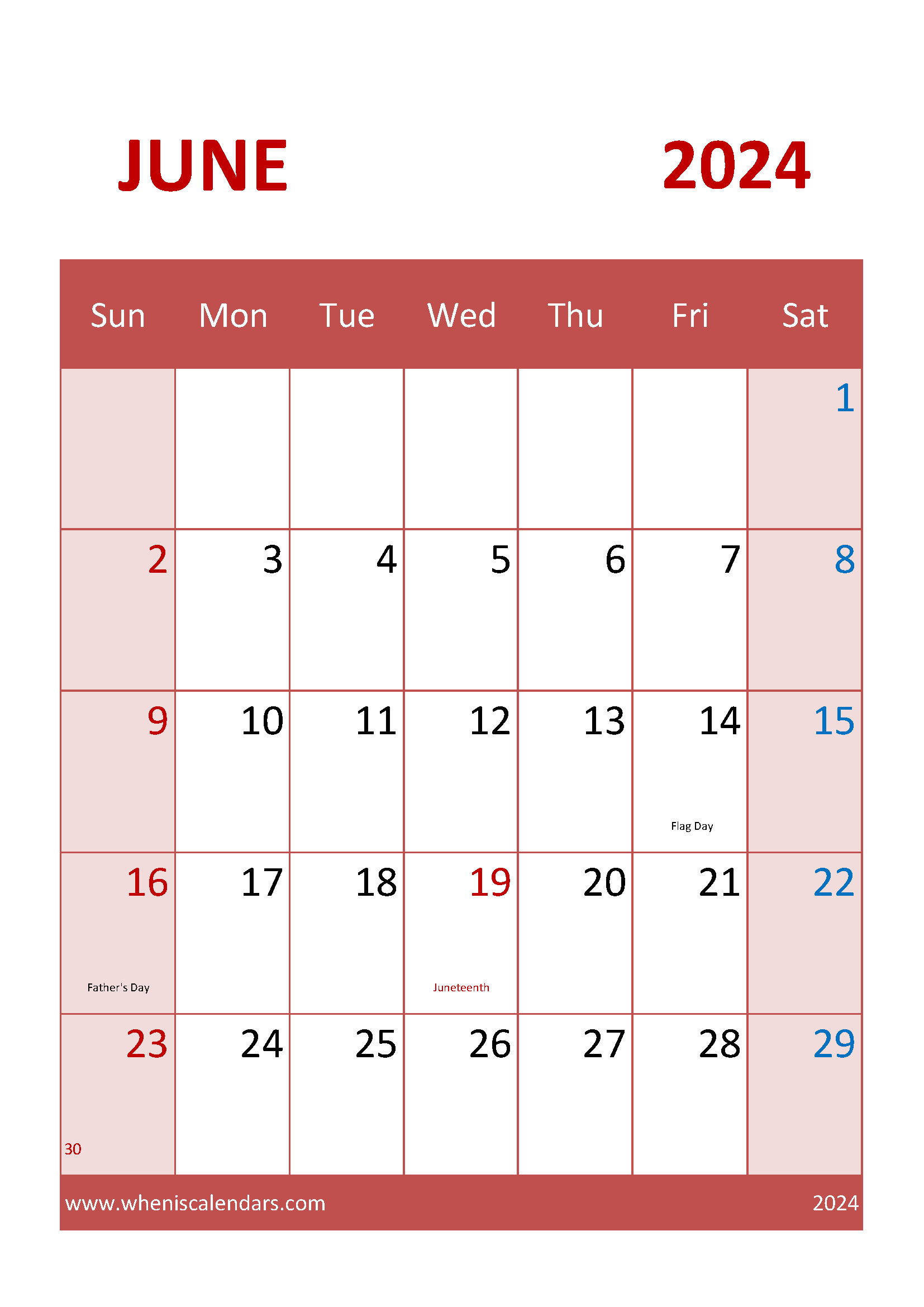 June 2024 planner pdf Monthly Calendar