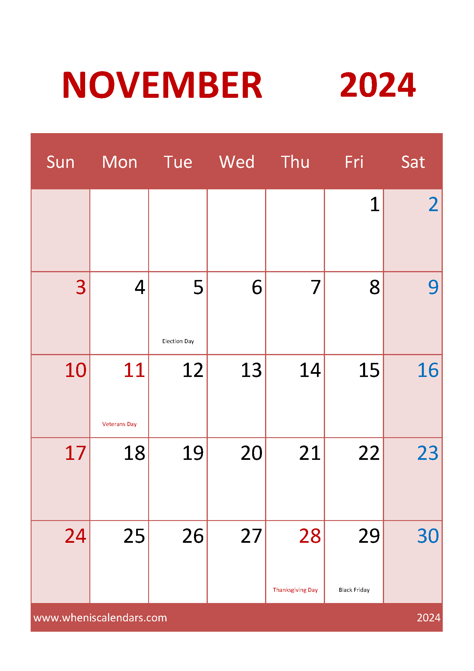 November 2024 planner pdf Monthly Calendar