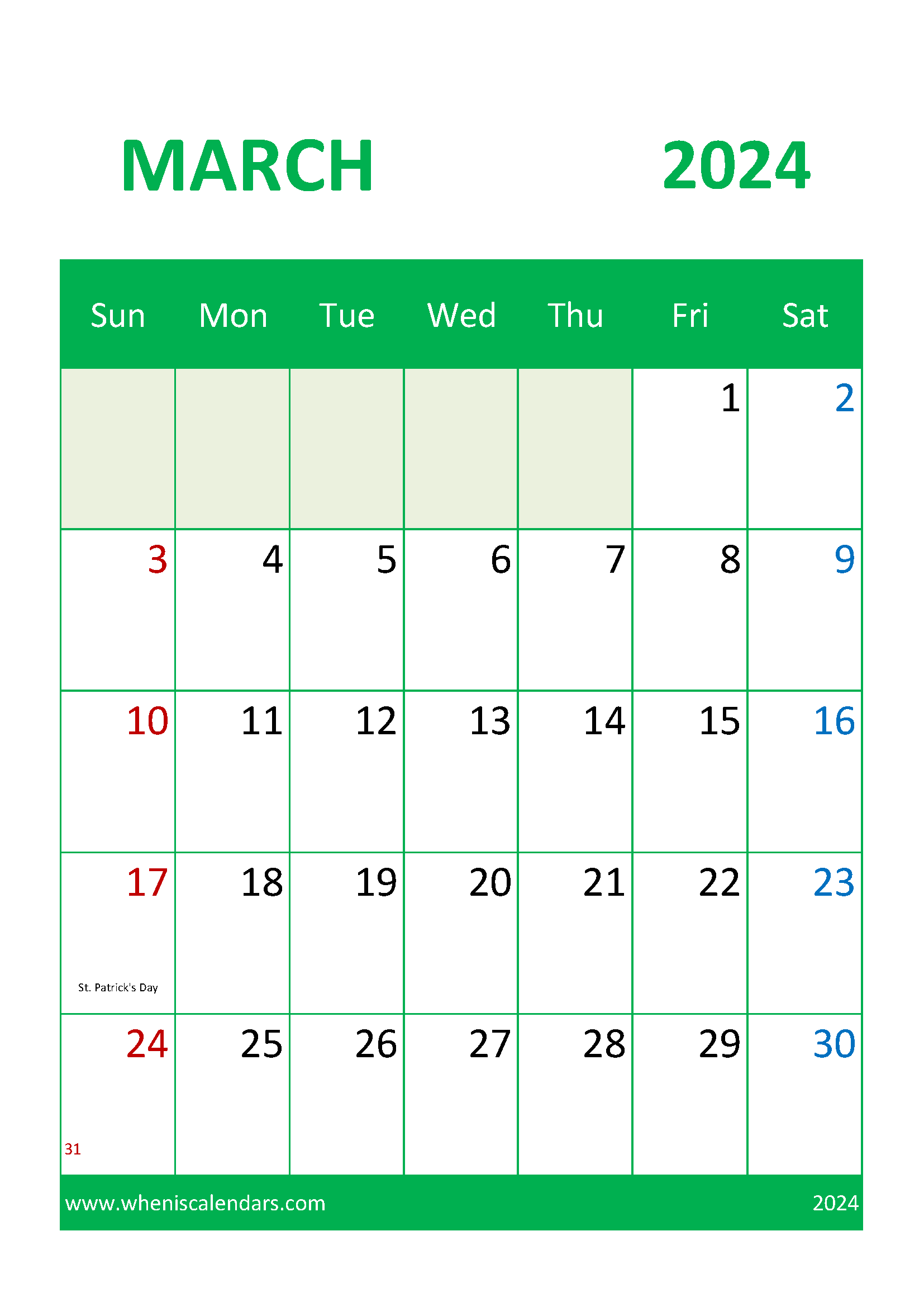 Free Monthly Calendars 2024