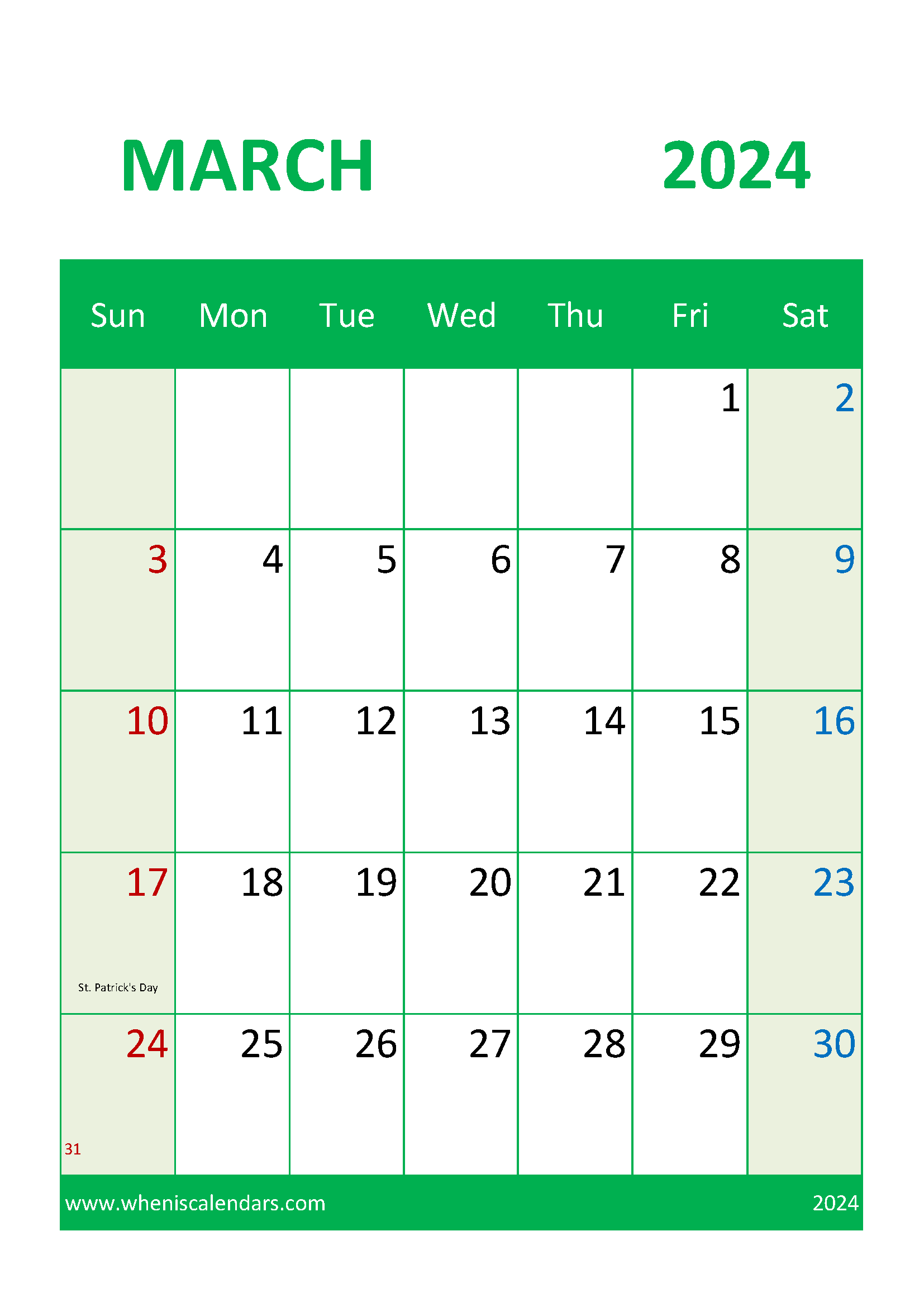 Print Calendar 2024 by Month