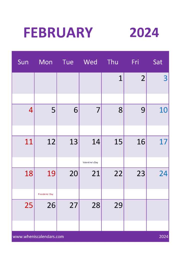 Free Printable February Calendar 2024 Monthly Calendar