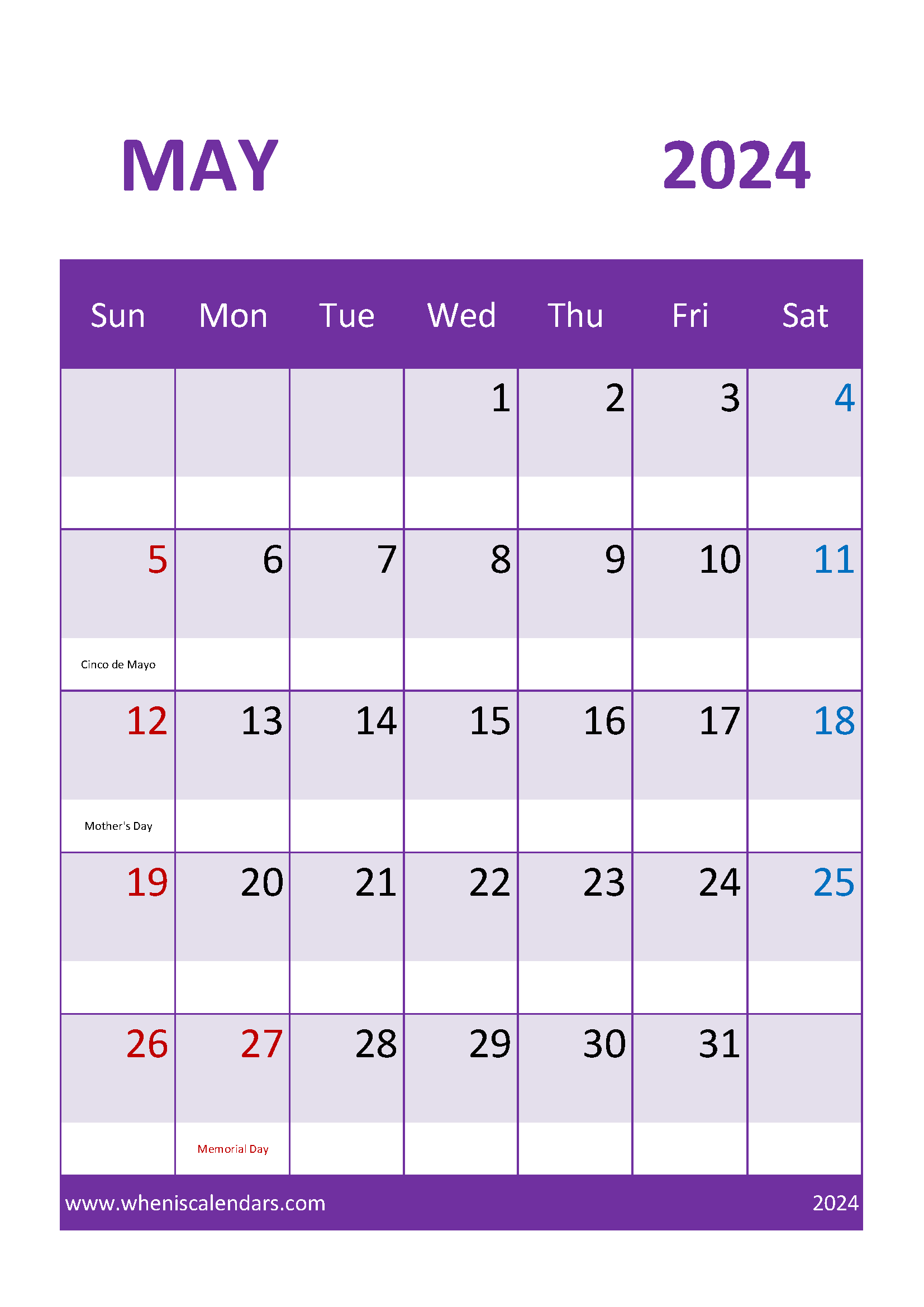 cute May 2024 Calendar Printable Monthly Calendar