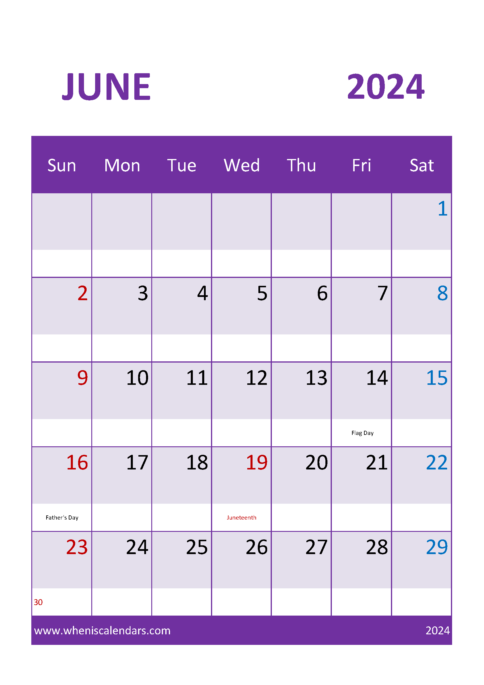 cute June 2024 Calendar Printable Monthly Calendar
