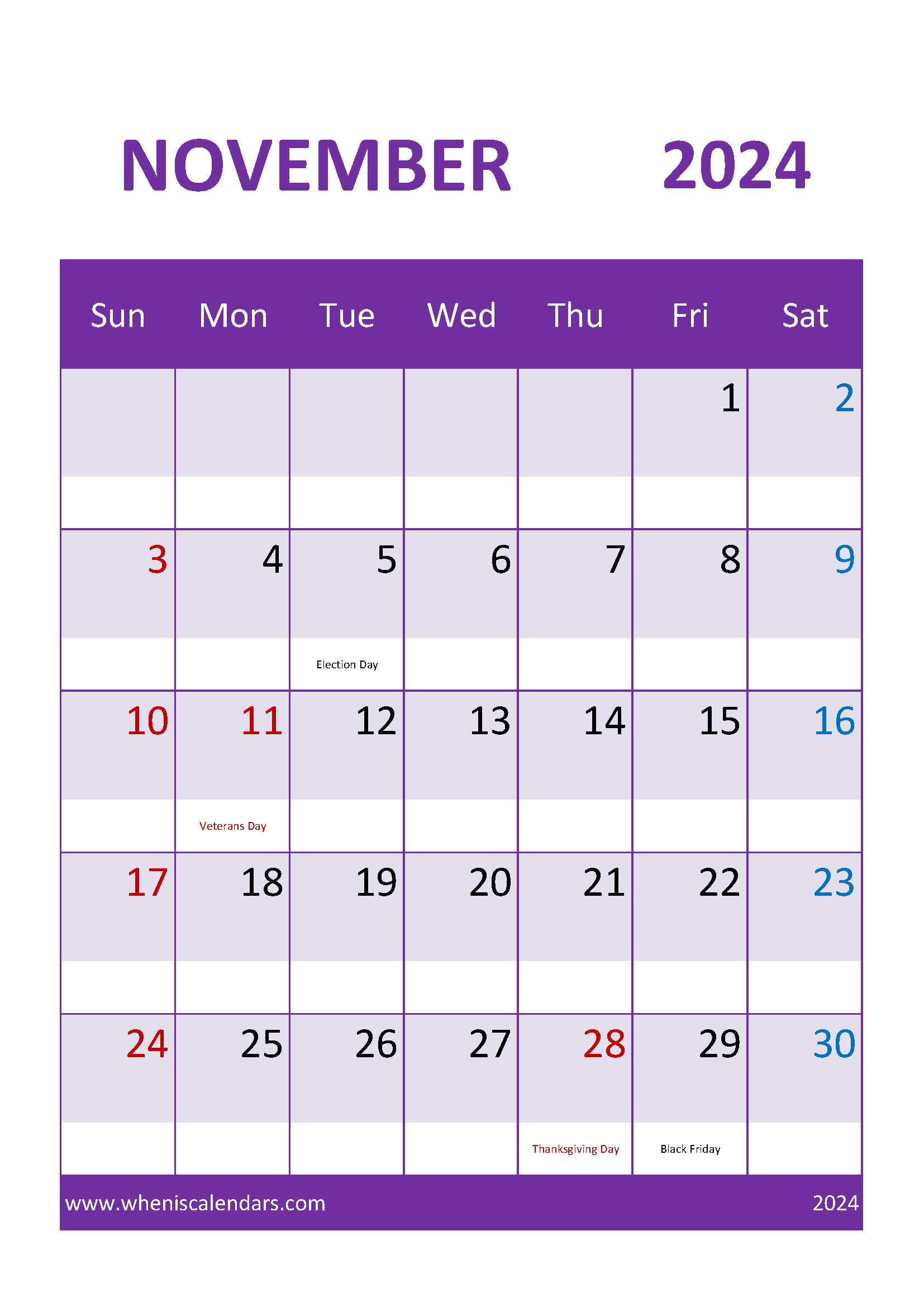 cute November 2024 Calendar Printable Monthly Calendar