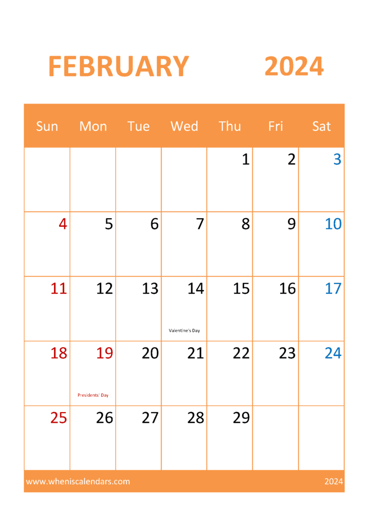 February Calendar Blank 2024 Monthly Calendar