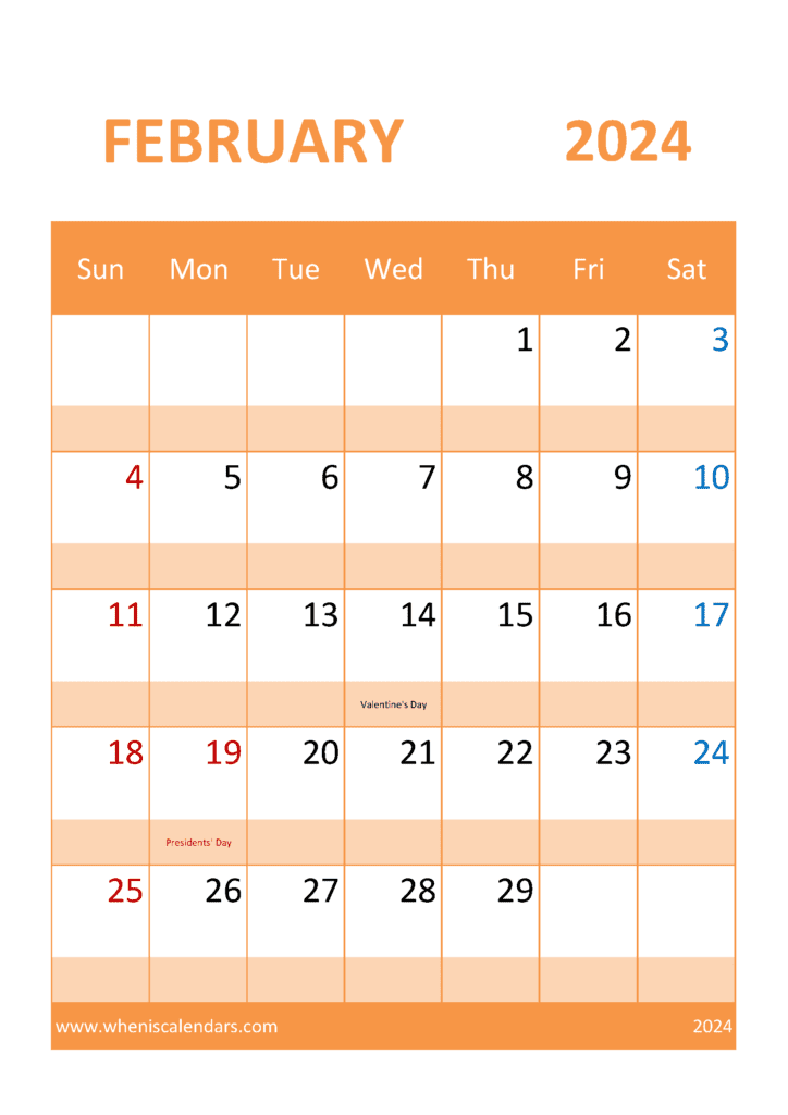 February 2024 Printable month Monthly Calendar