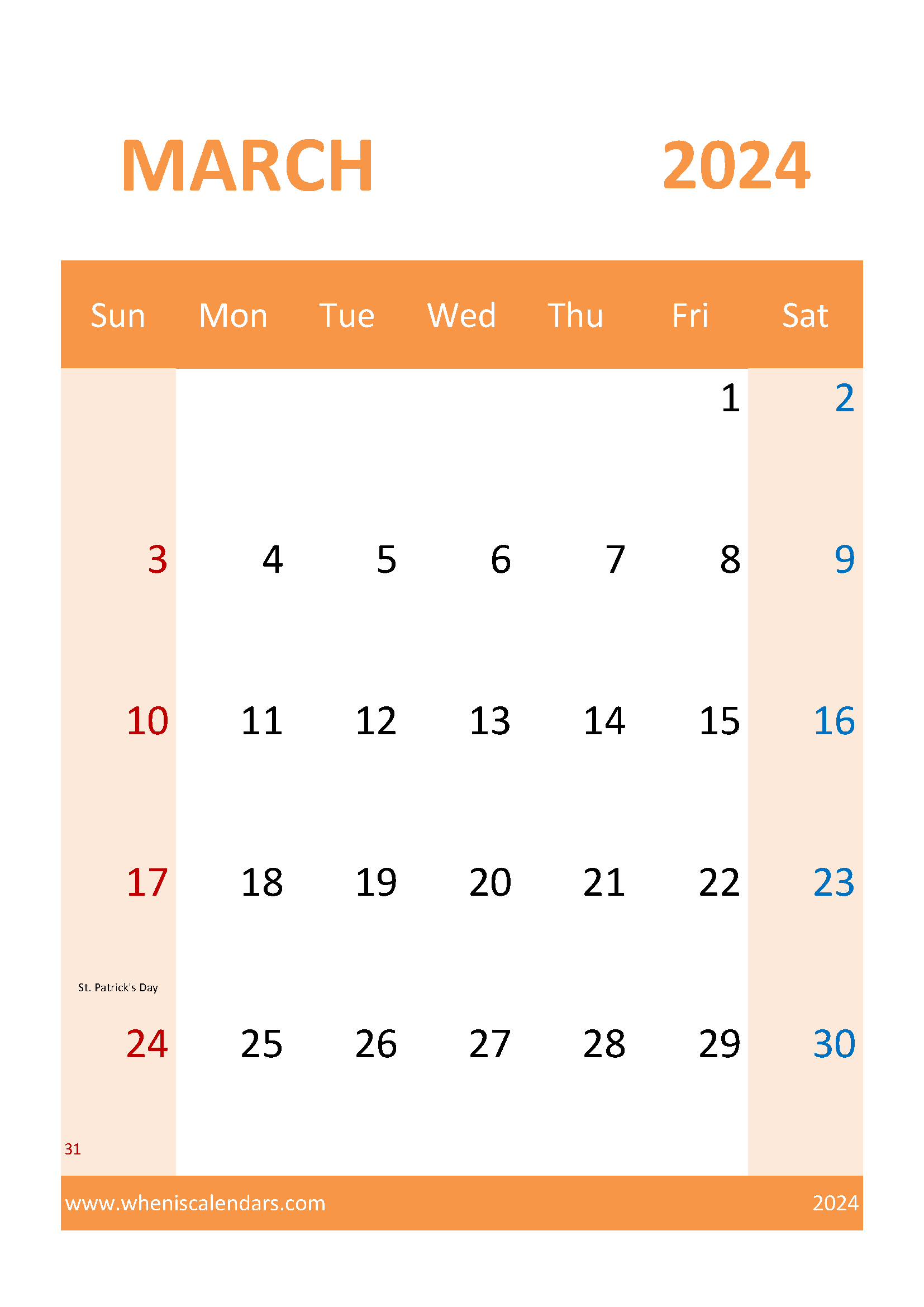 12 Month Calendar Printable 2024