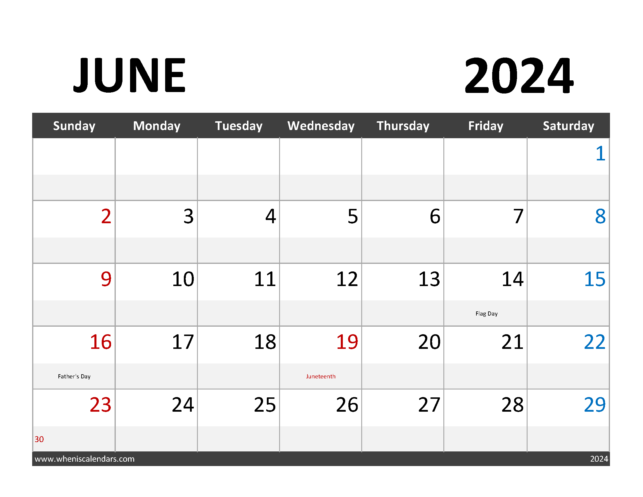 Printable Calendar June2024 Monthly Calendar