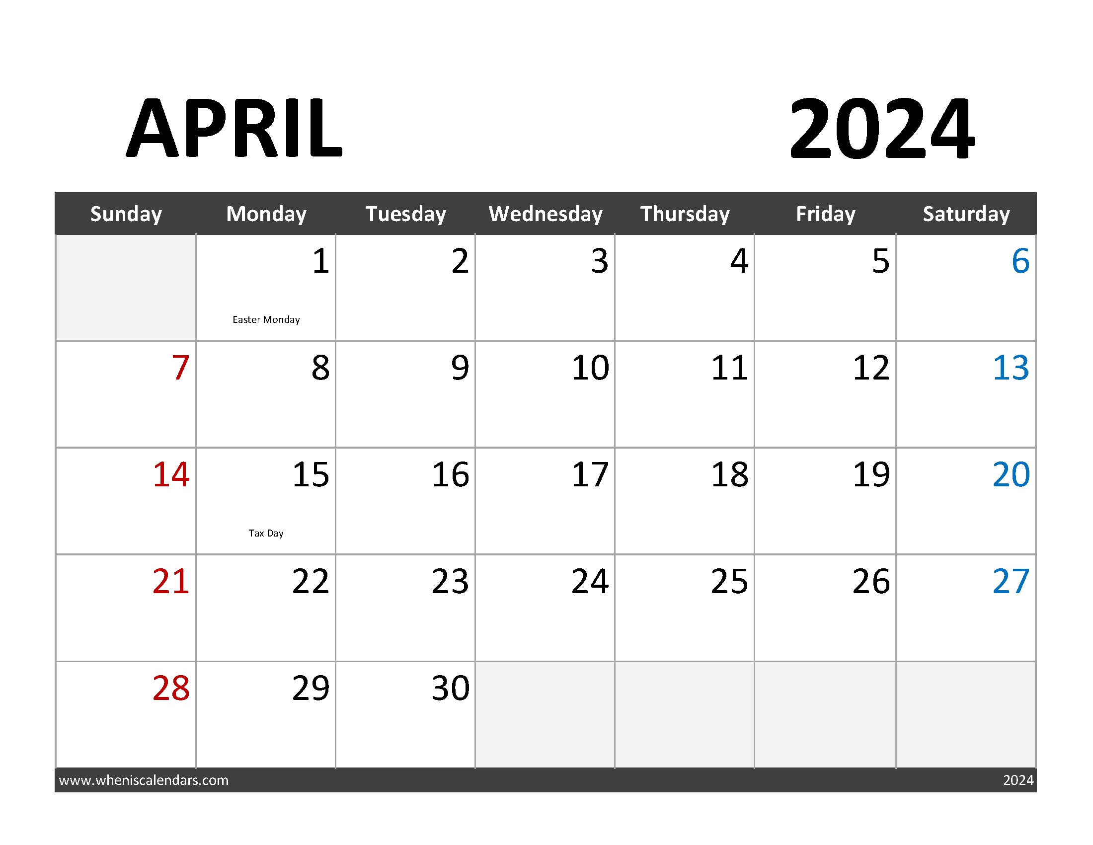 Printable April 2024 Calendar with lines Monthly Calendar