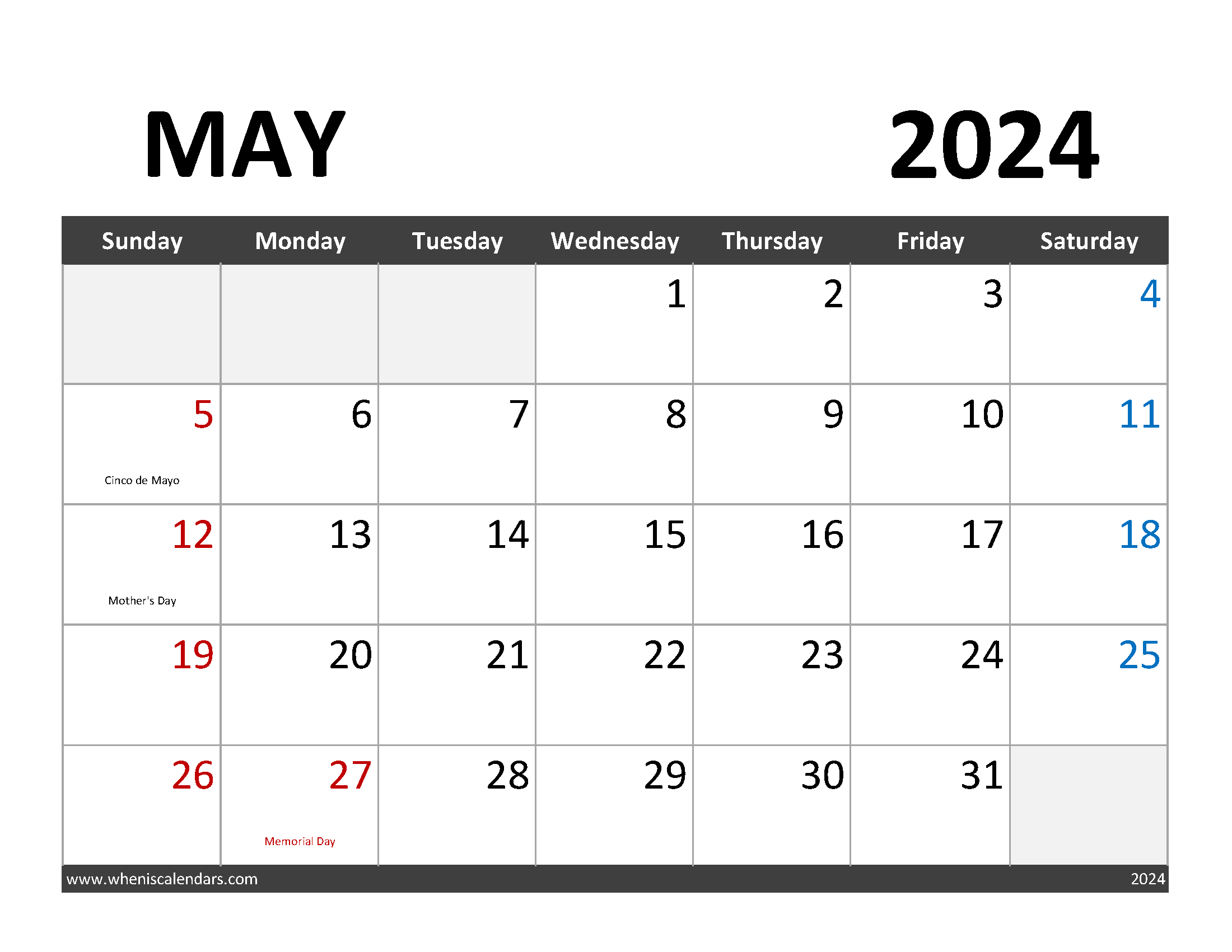 Printable May 2024 Calendar with lines Monthly Calendar