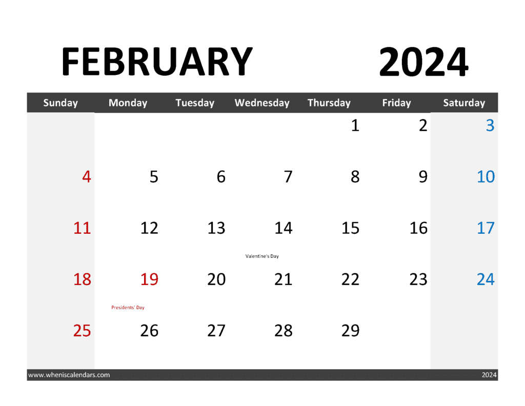 Blank February 2024 Calendar Free Printable Monthly Calendar