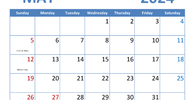May 2024 Calendar Blank M54066