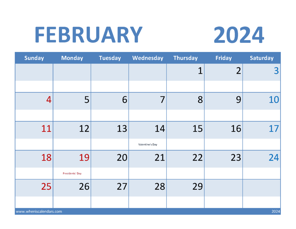 Blank Feb 2024 Calendar Monthly Calendar