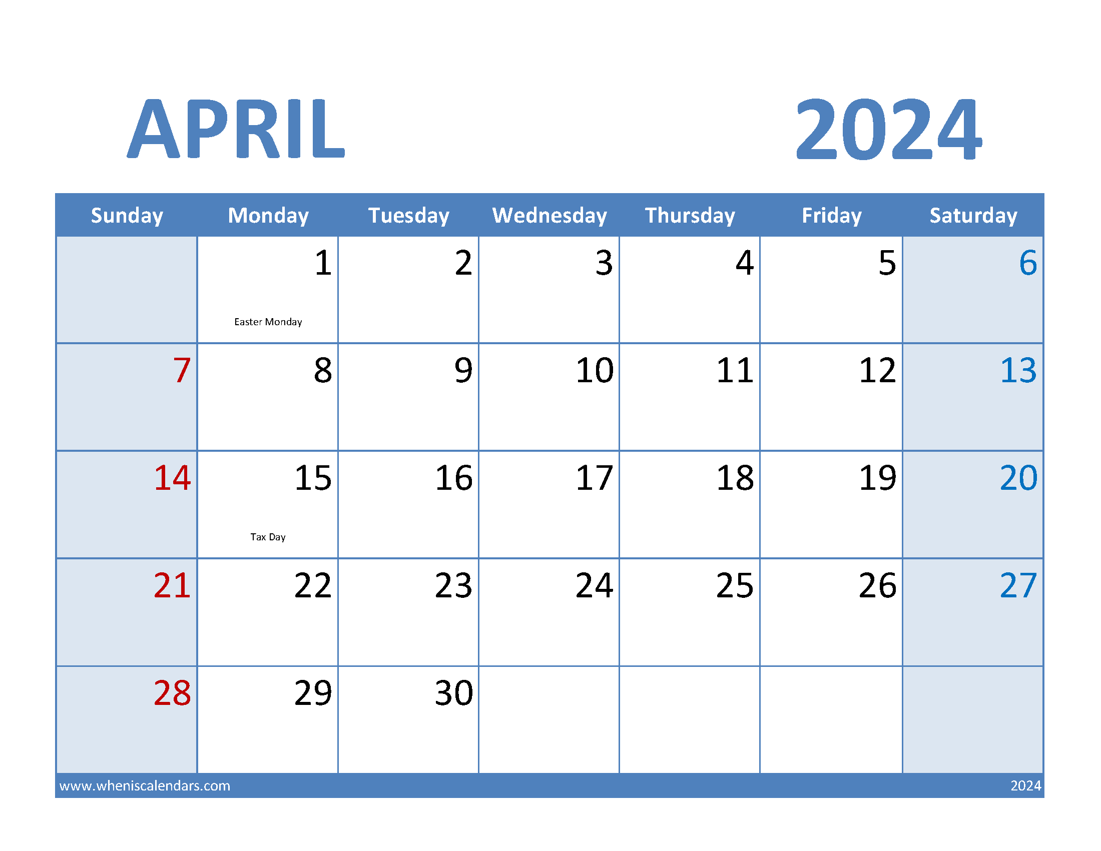 Free Apr 2024 Calendar Printable Monthly Calendar