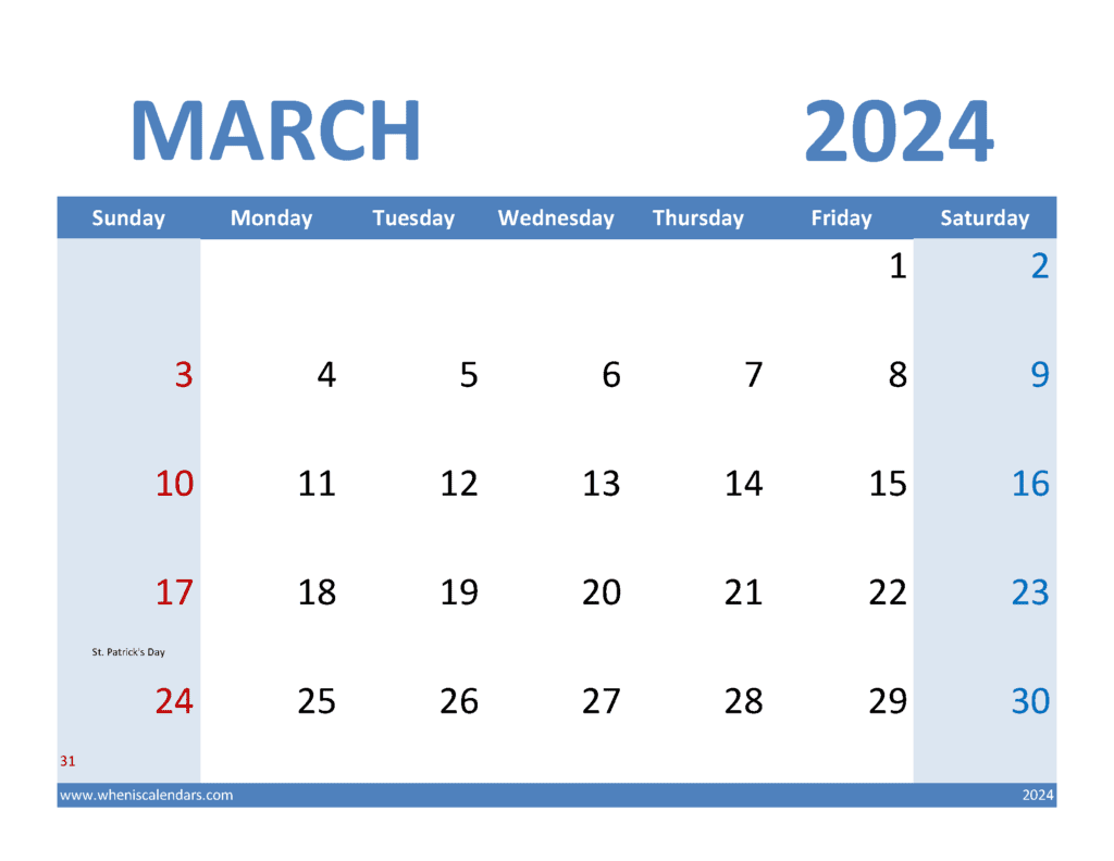March 2024 appointment Calendar Printable M34350