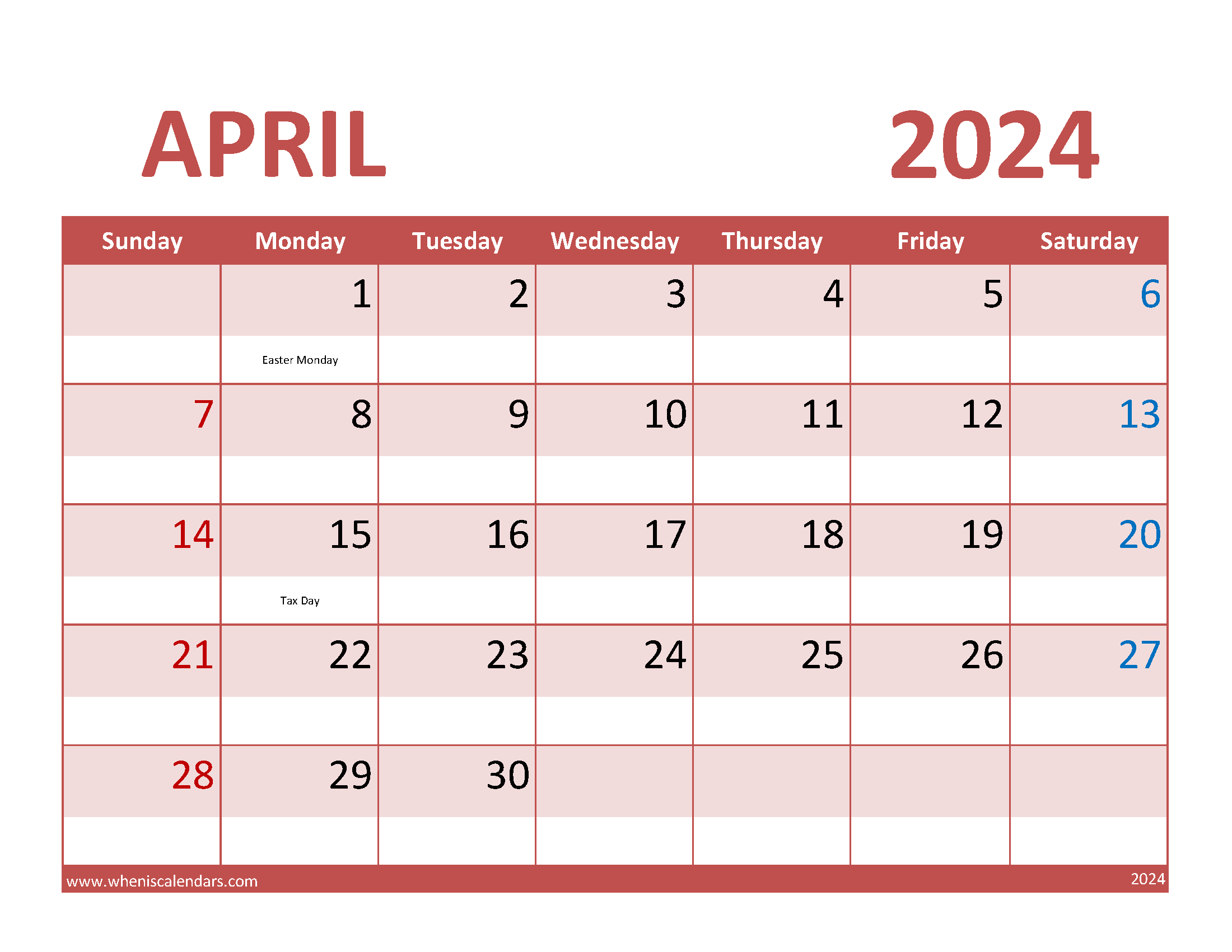 Calendar Apr 2024 Free Printable Monthly Calendar