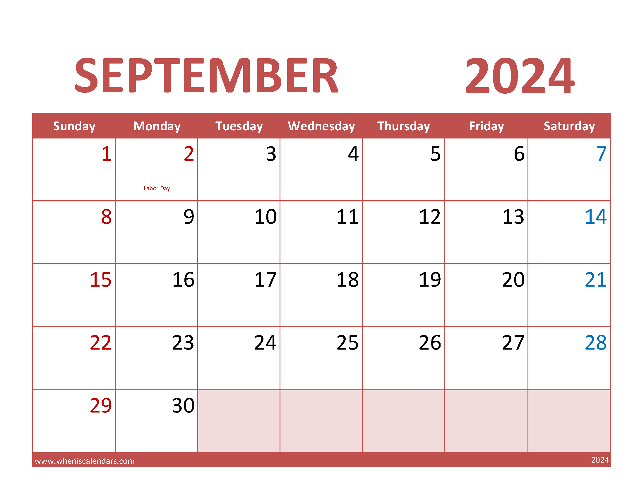 September 2024 Calendar Free Template Monthly Calendar