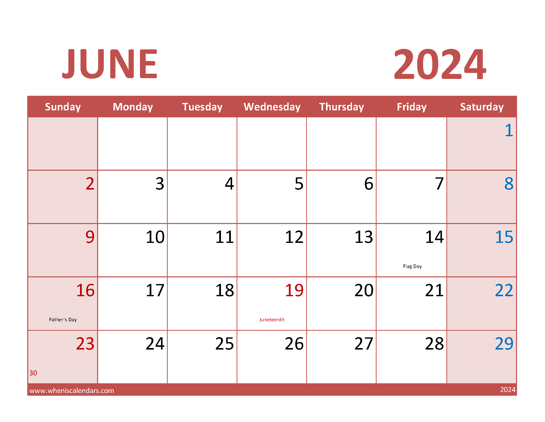 June Template Calendar 2024 Monthly Calendar