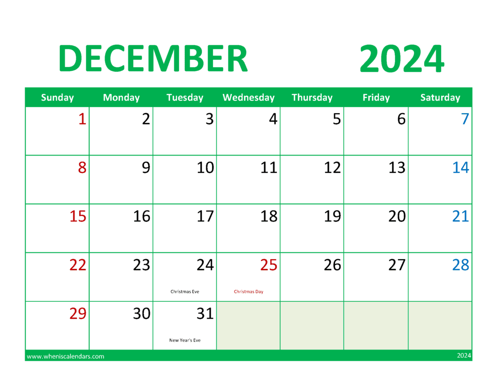 Blank Calendar Dec 2024 Monthly Calendar