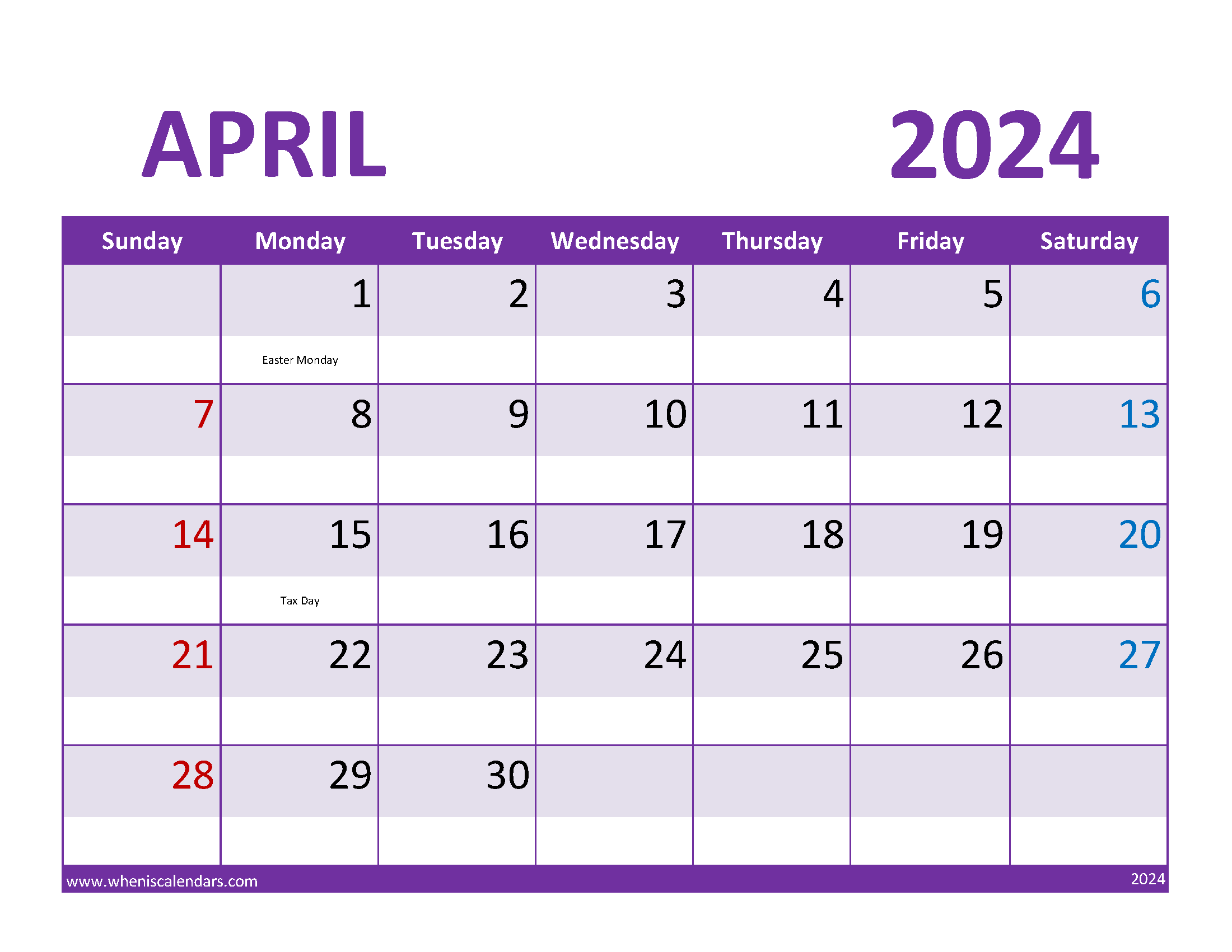 Printable Calendar Apr 2024 Free Monthly Calendar