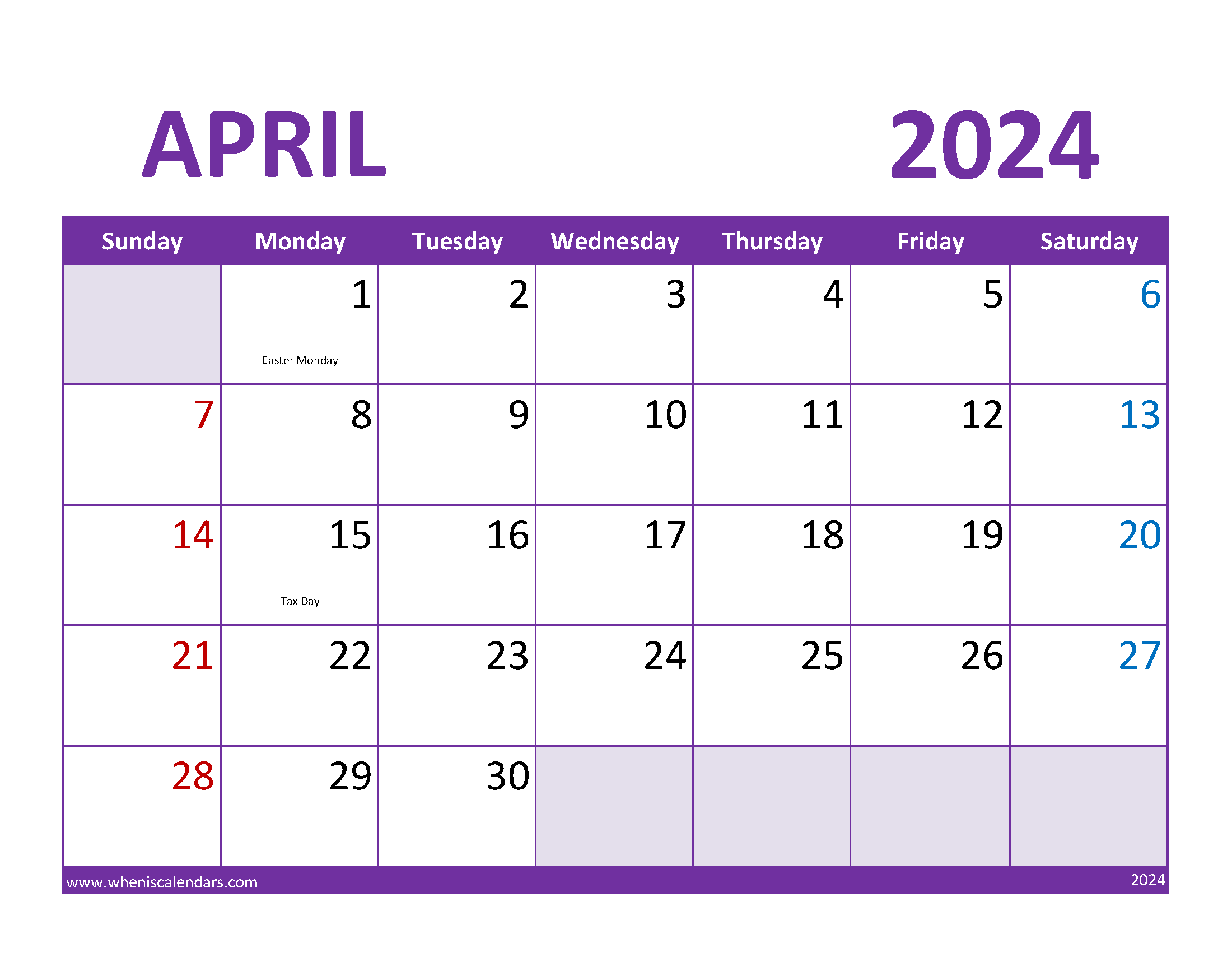 Blank April 2024 Calendar Free Monthly Calendar