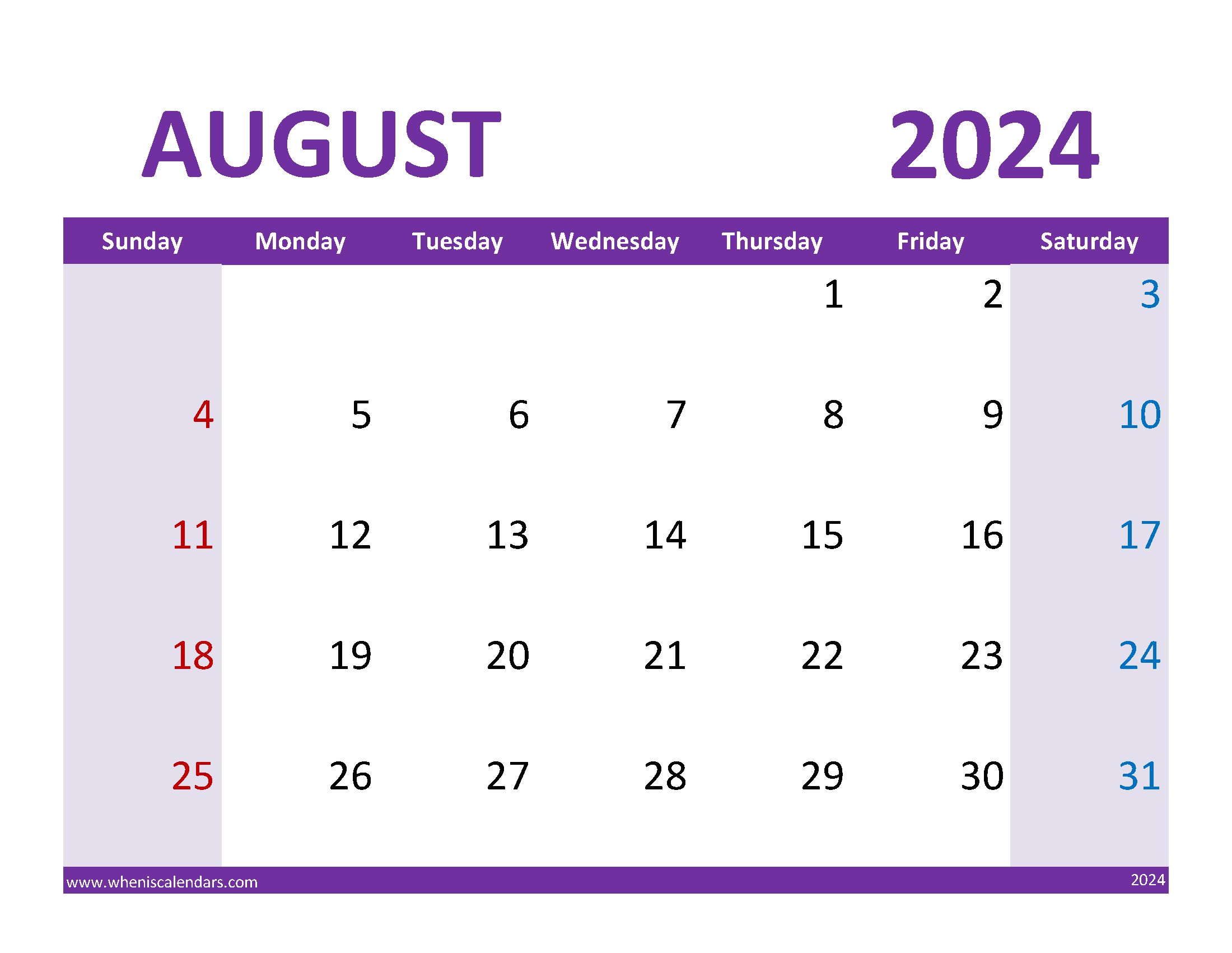 August 2024 Calendar Printable with lines Monthly Calendar