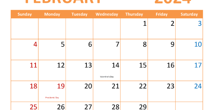 February editable Calendar 2024 F24086
