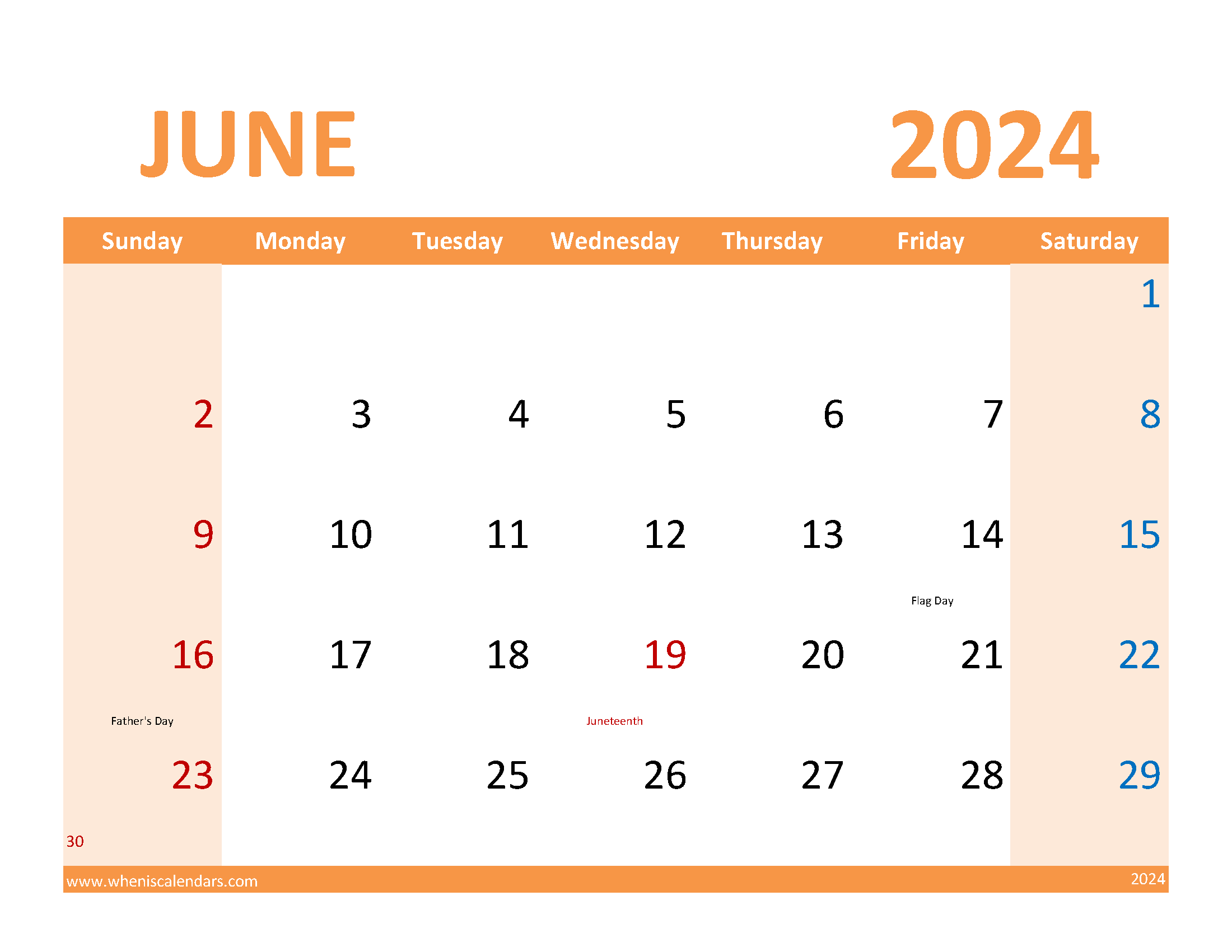 2024 June schedule Template Monthly Calendar