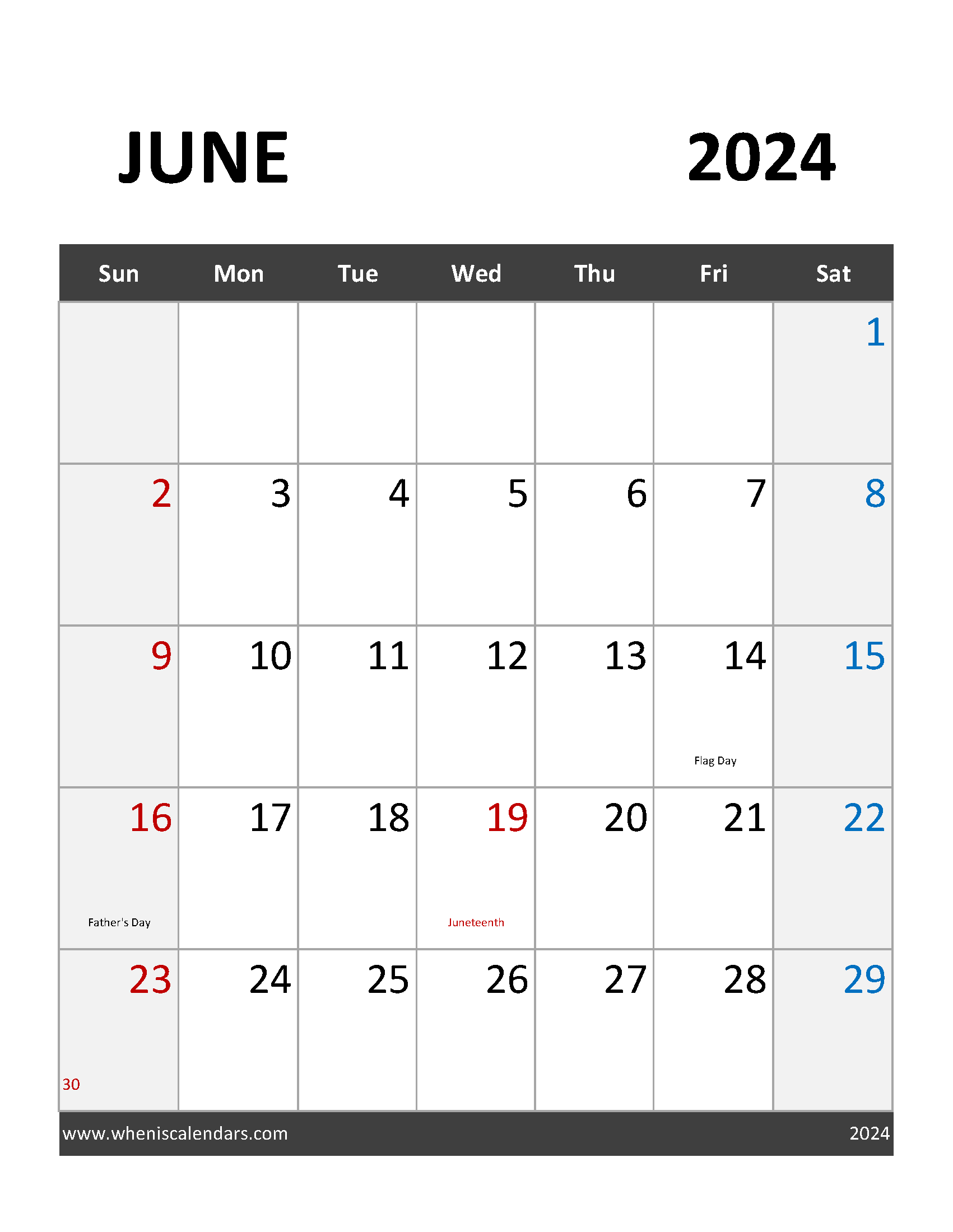 editable June 2024 Calendar Template Monthly Calendar
