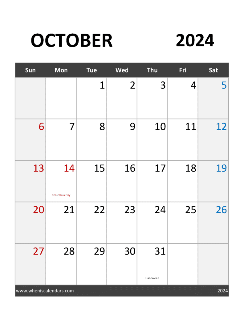 printable Calendar 2024 with Holidays free A4 in Vertical Portrait