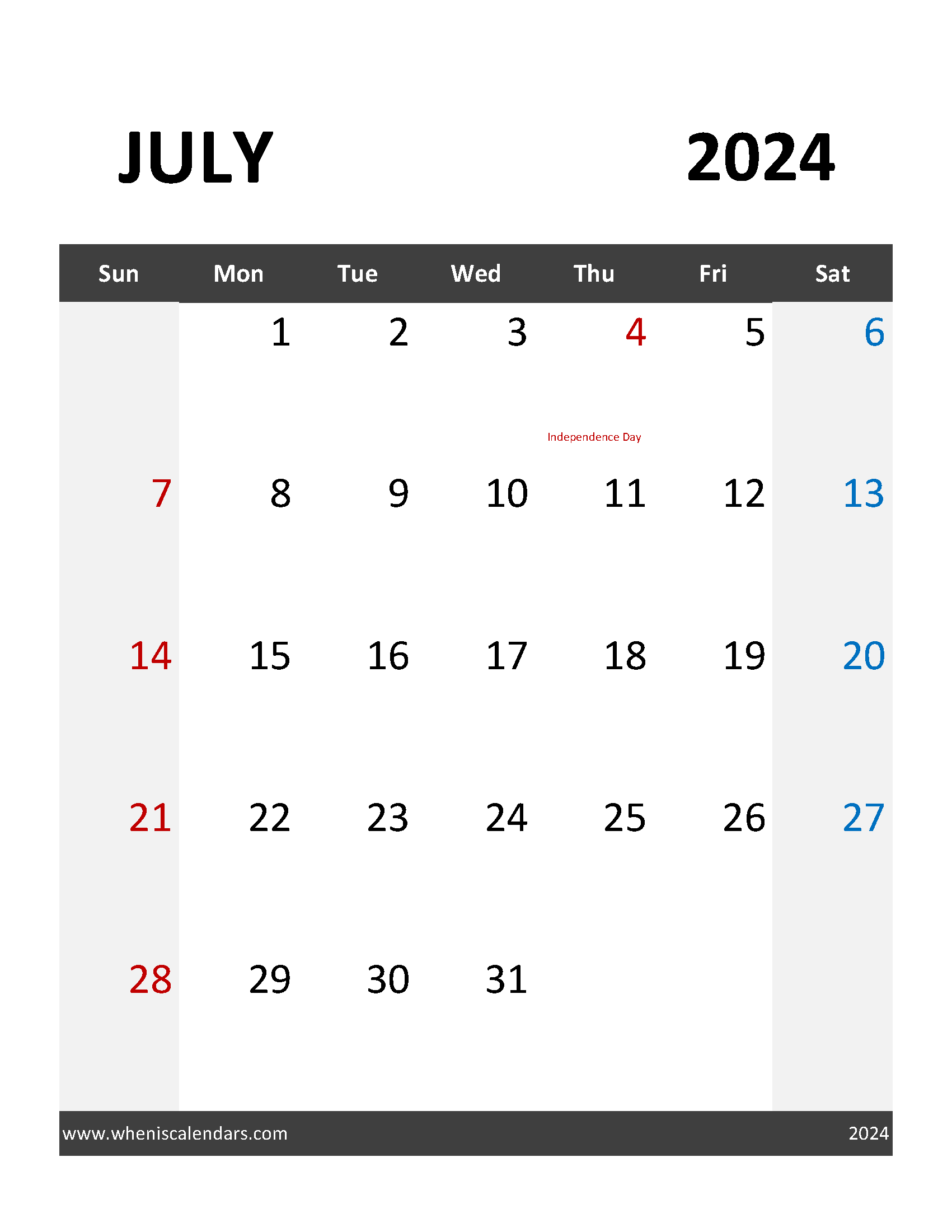 July 2024 monthly Printable Calendar Monthly Calendar