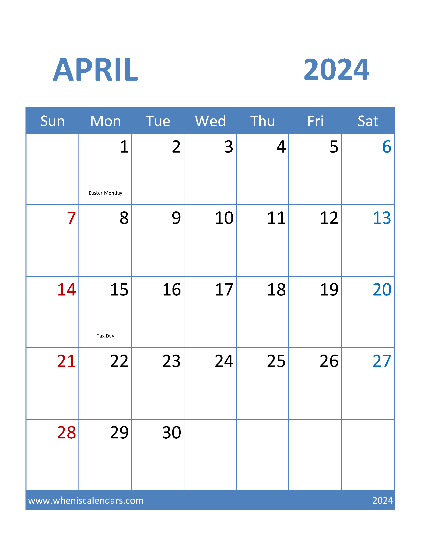 April Holidays Calendar 2024 Monthly Calendar