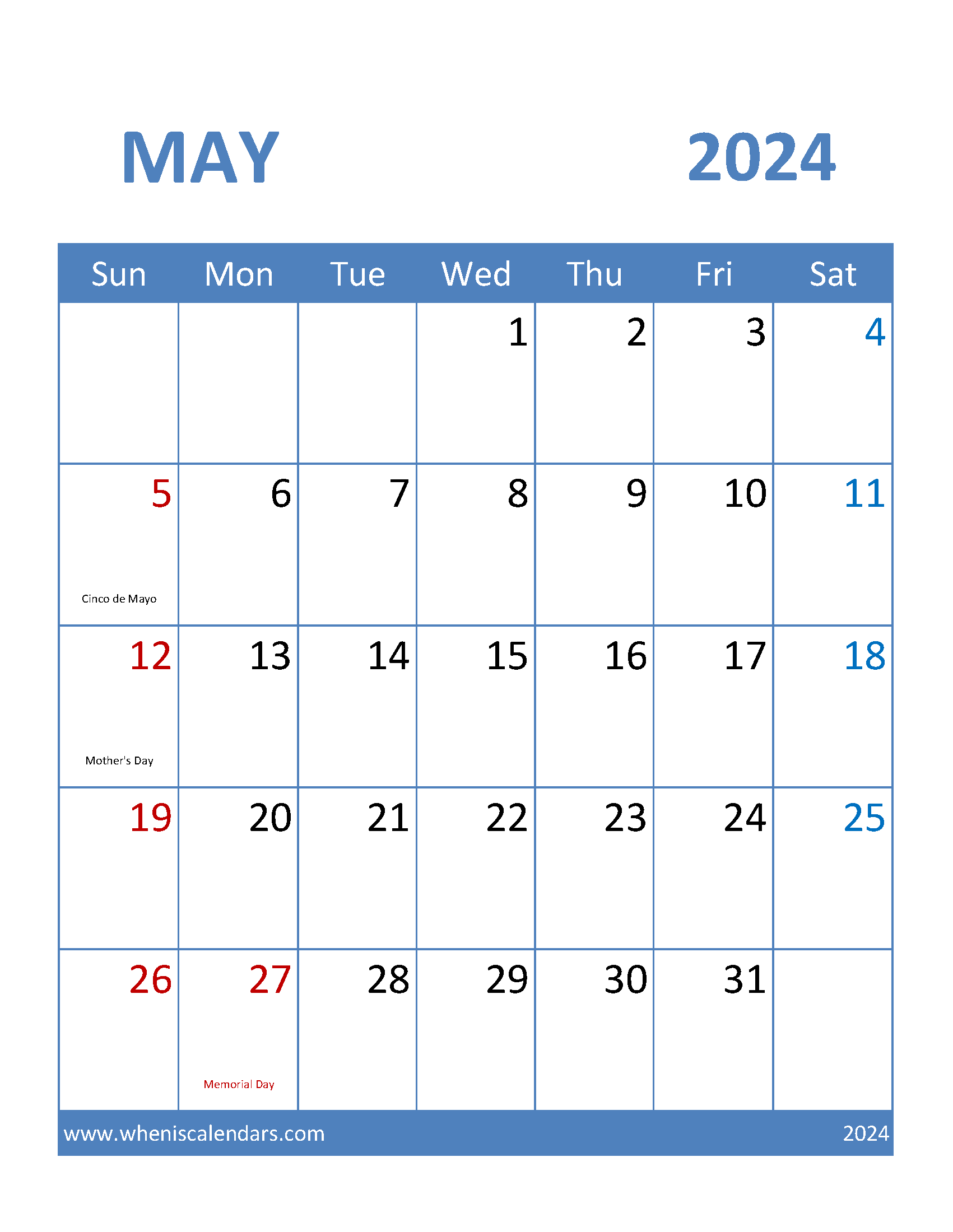 May Holidays Calendar 2024 Monthly Calendar