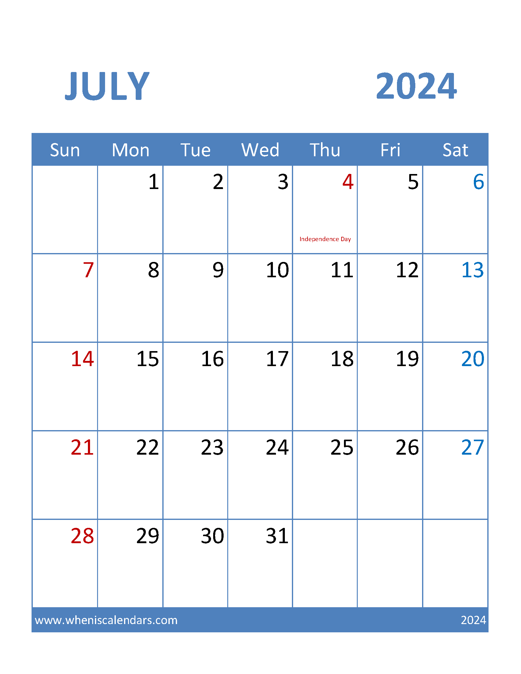 July Holidays Calendar 2024 Monthly Calendar