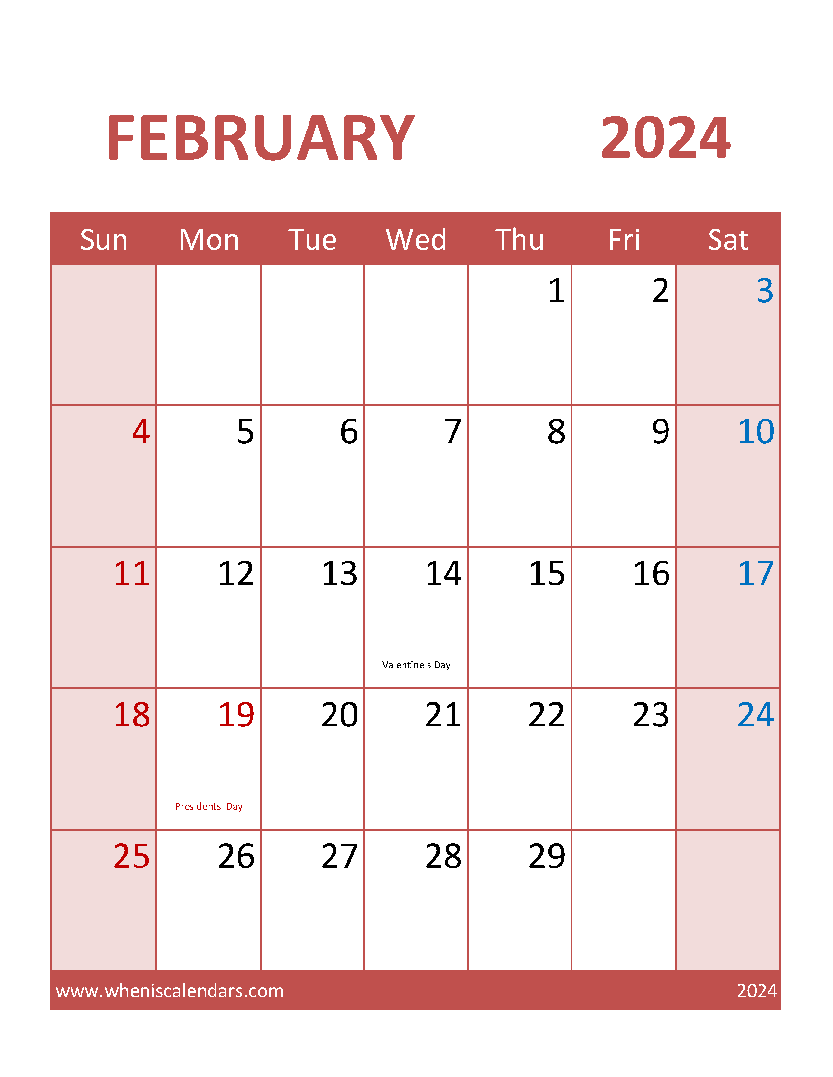 Free February 2024 Calendar editable Monthly Calendar