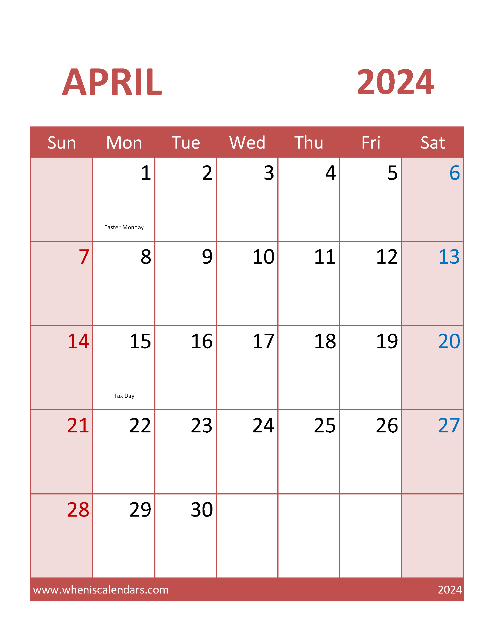 Free April 2024 Calendar editable Monthly Calendar