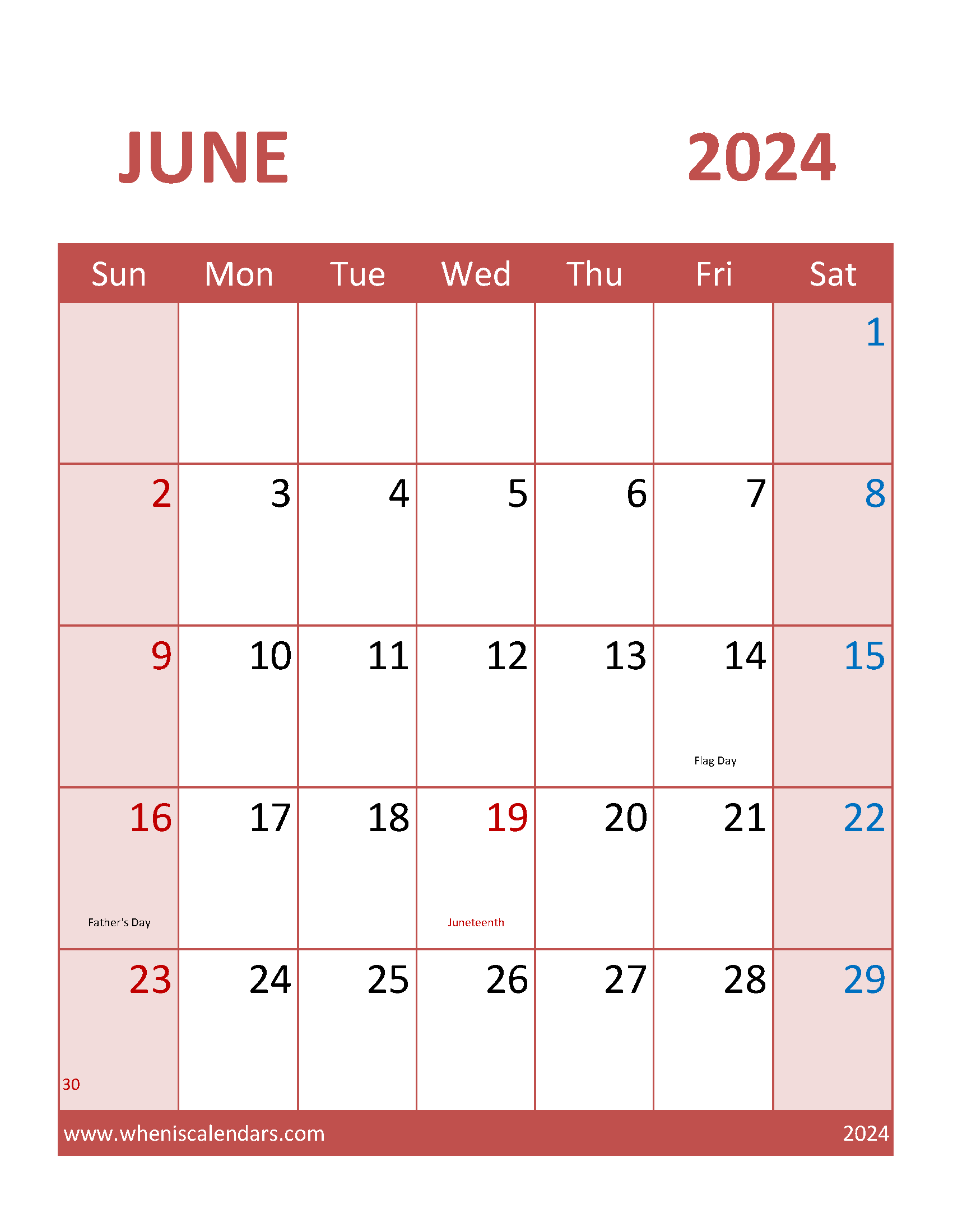 Free June 2024 Calendar editable Monthly Calendar