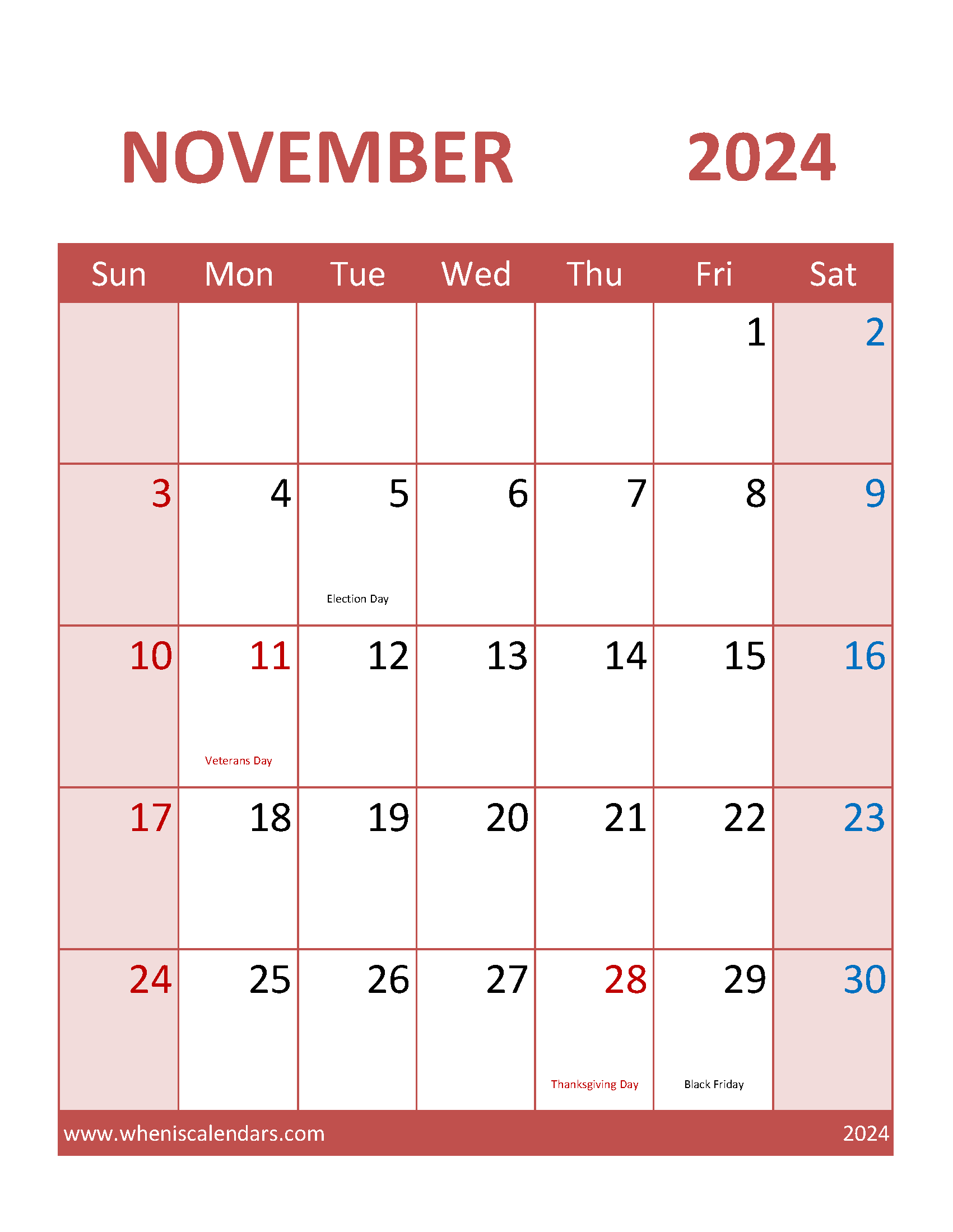 Free November 2024 Calendar editable Monthly Calendar