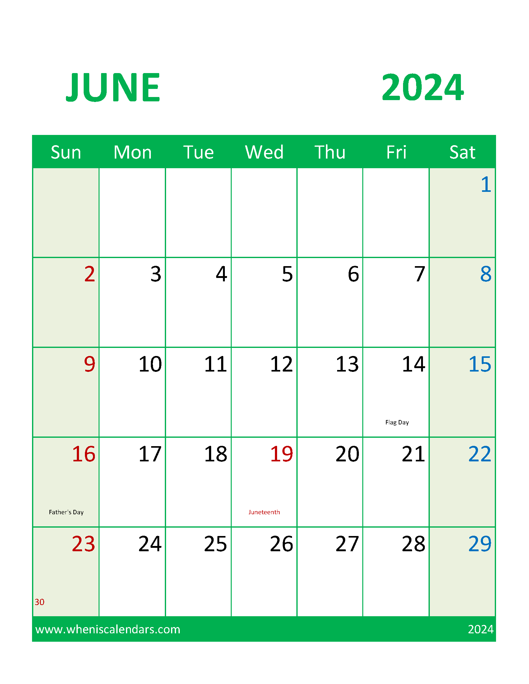 small Printable June 2024 Calendar Monthly Calendar