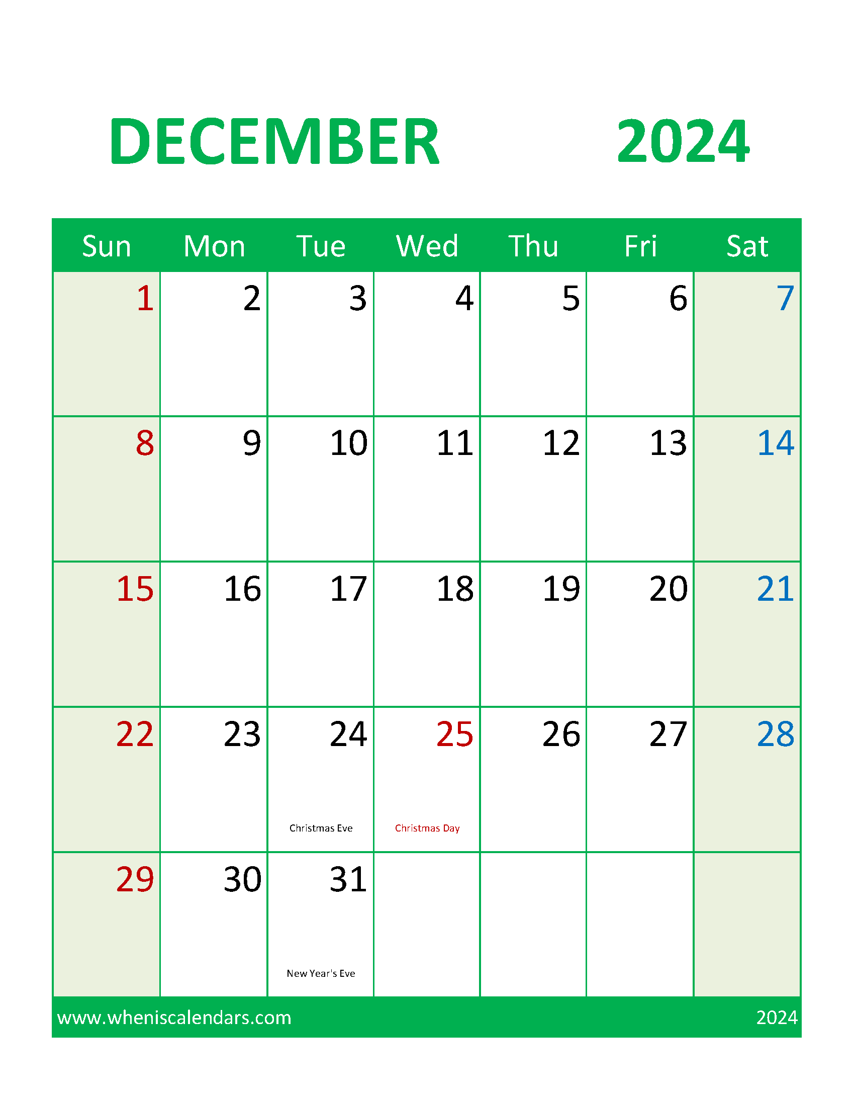 small Printable December 2024 Calendar Monthly Calendar